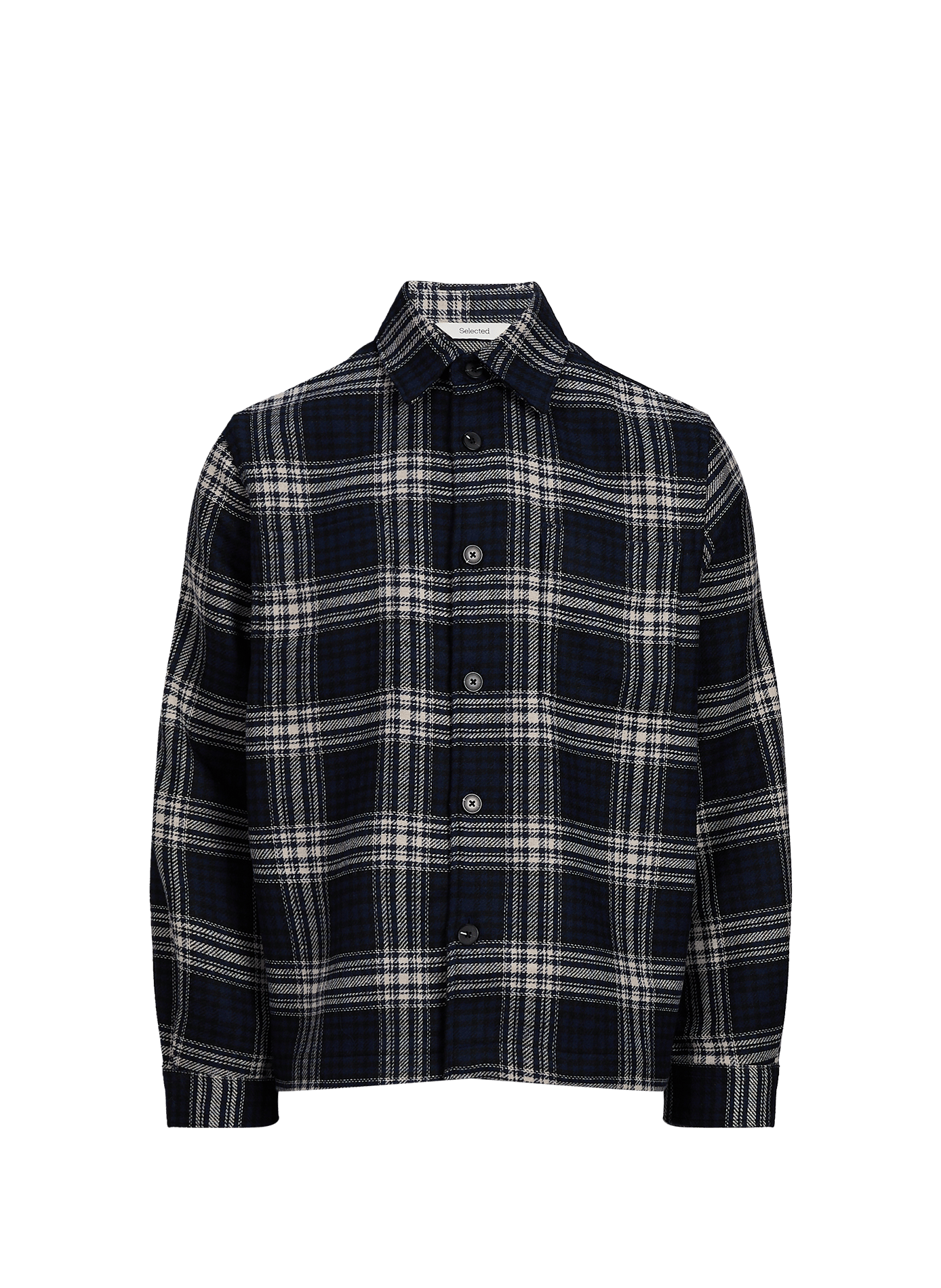 Straight-cut checked overshirt with a classic collar SELECTED Blue