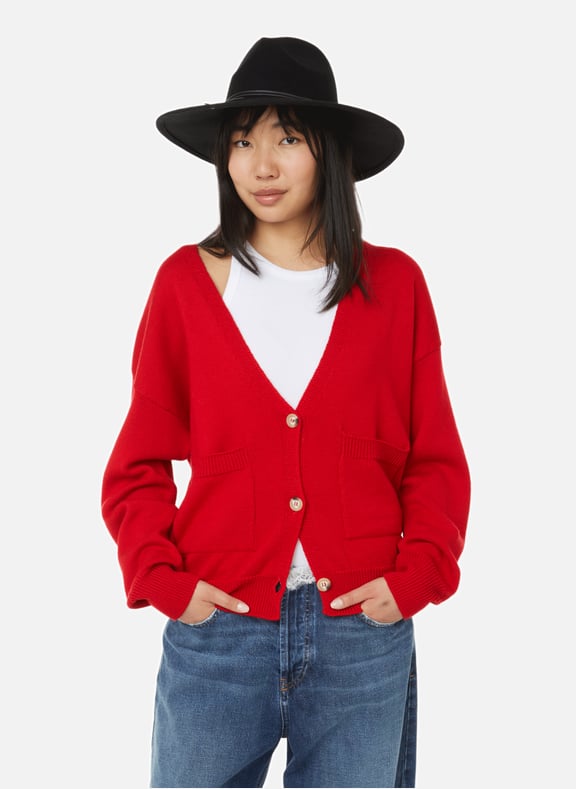 Cardigan oversize en laine Rouge by SAISON 1865 SAISON 1865 Cardigan oversize en laine Rouge