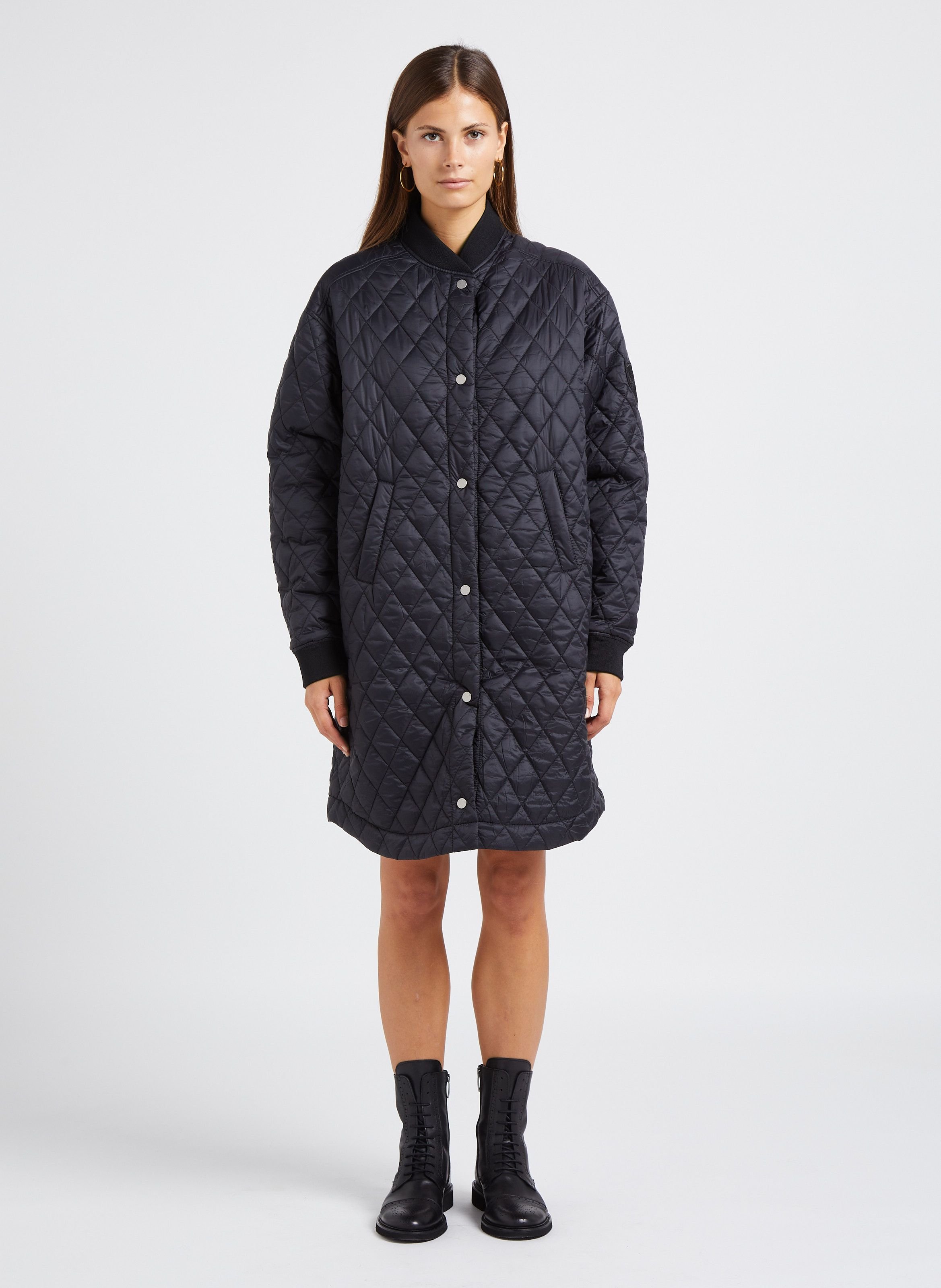 Veste longue droite matelassée