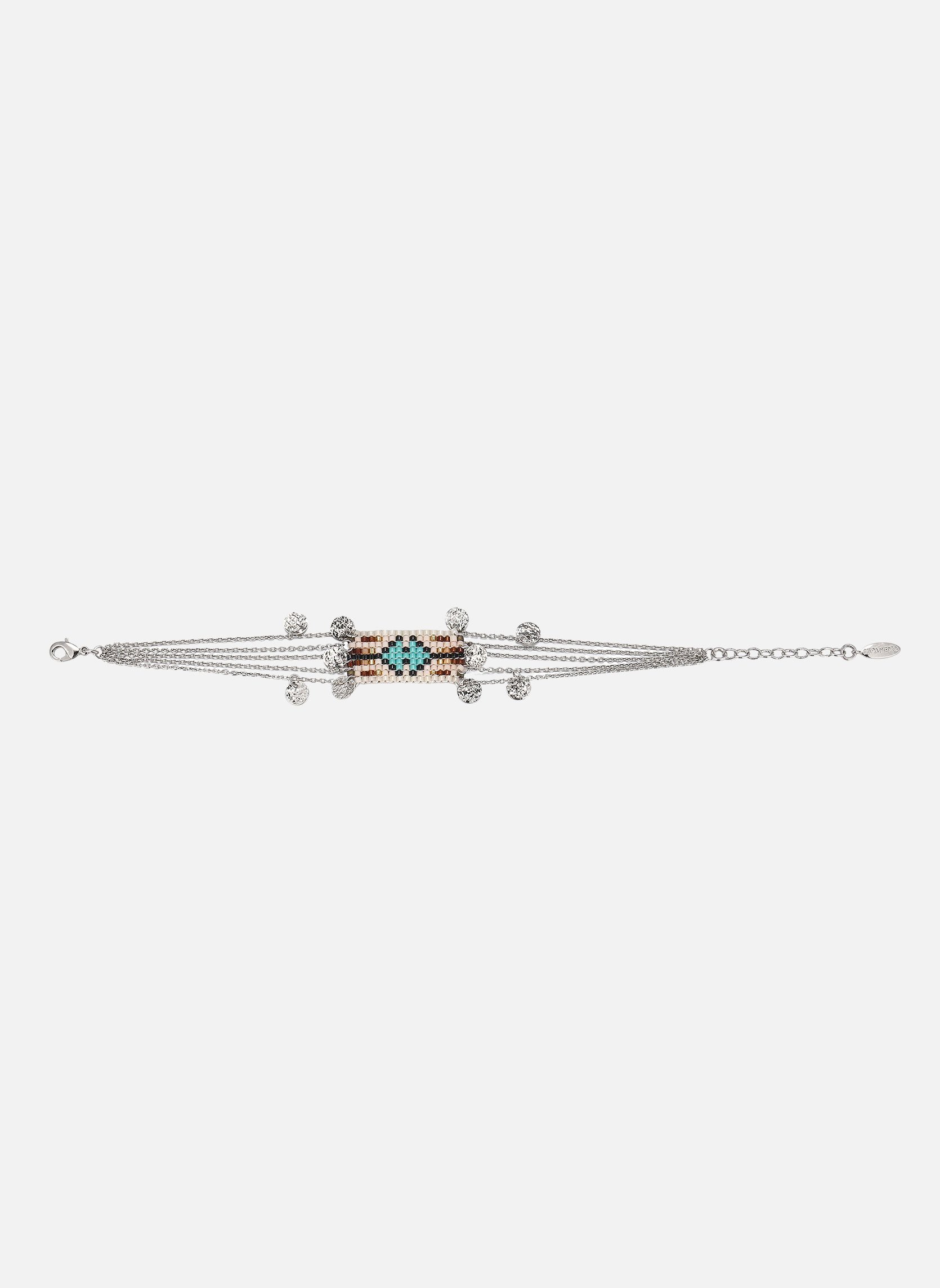 Bracelet ajustable multi-chaines hatchee HIPANEMA Argent