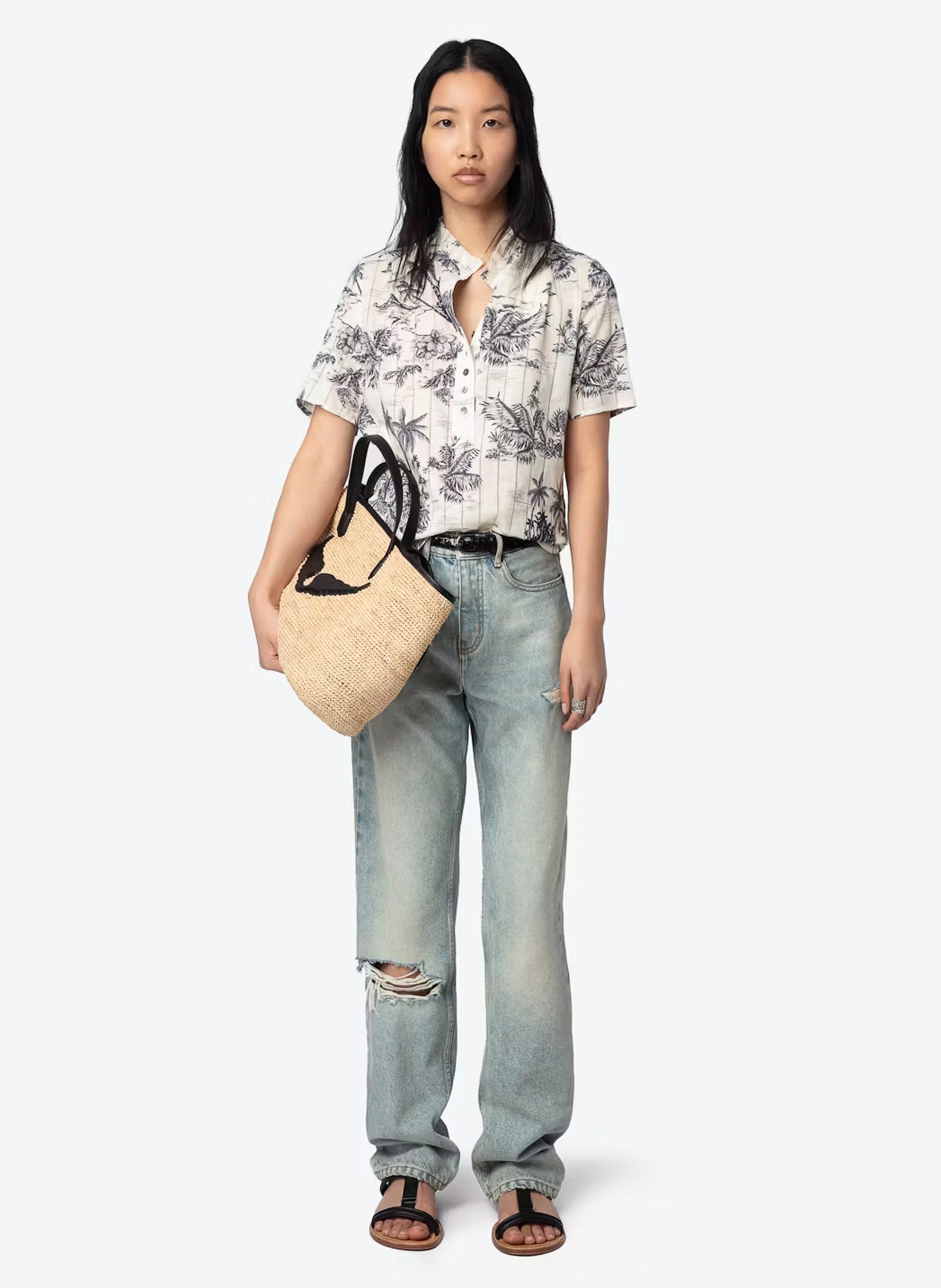 Blouse col rond en coton topher ZADIG&VOLTAIRE Blanc