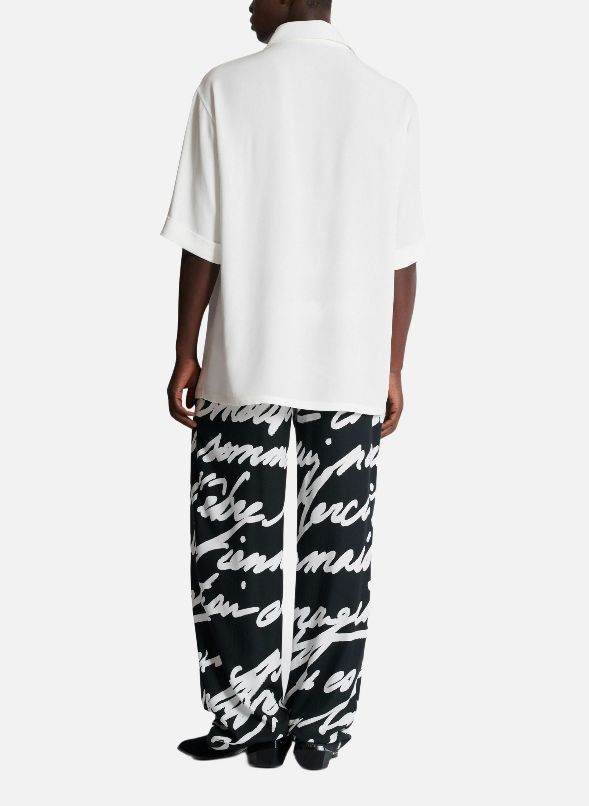 T-shirt à col chemise brodé « lettre d'amour » BALMAIN Blanc