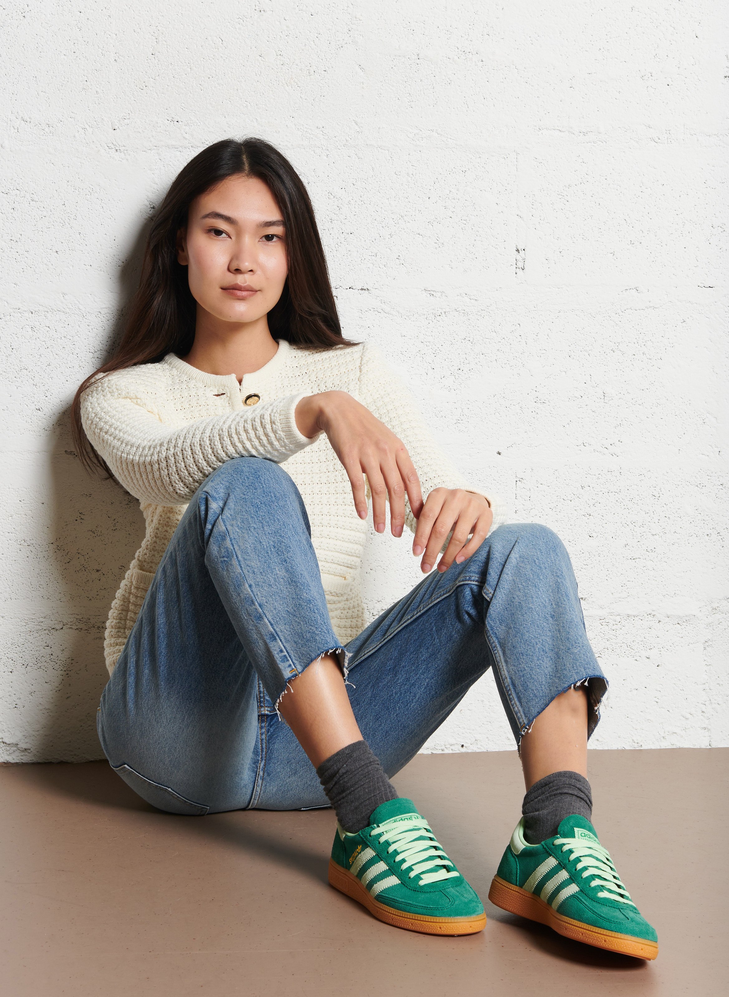 Gilet col rond en coton mélangé gaspard BA&SH Blanc