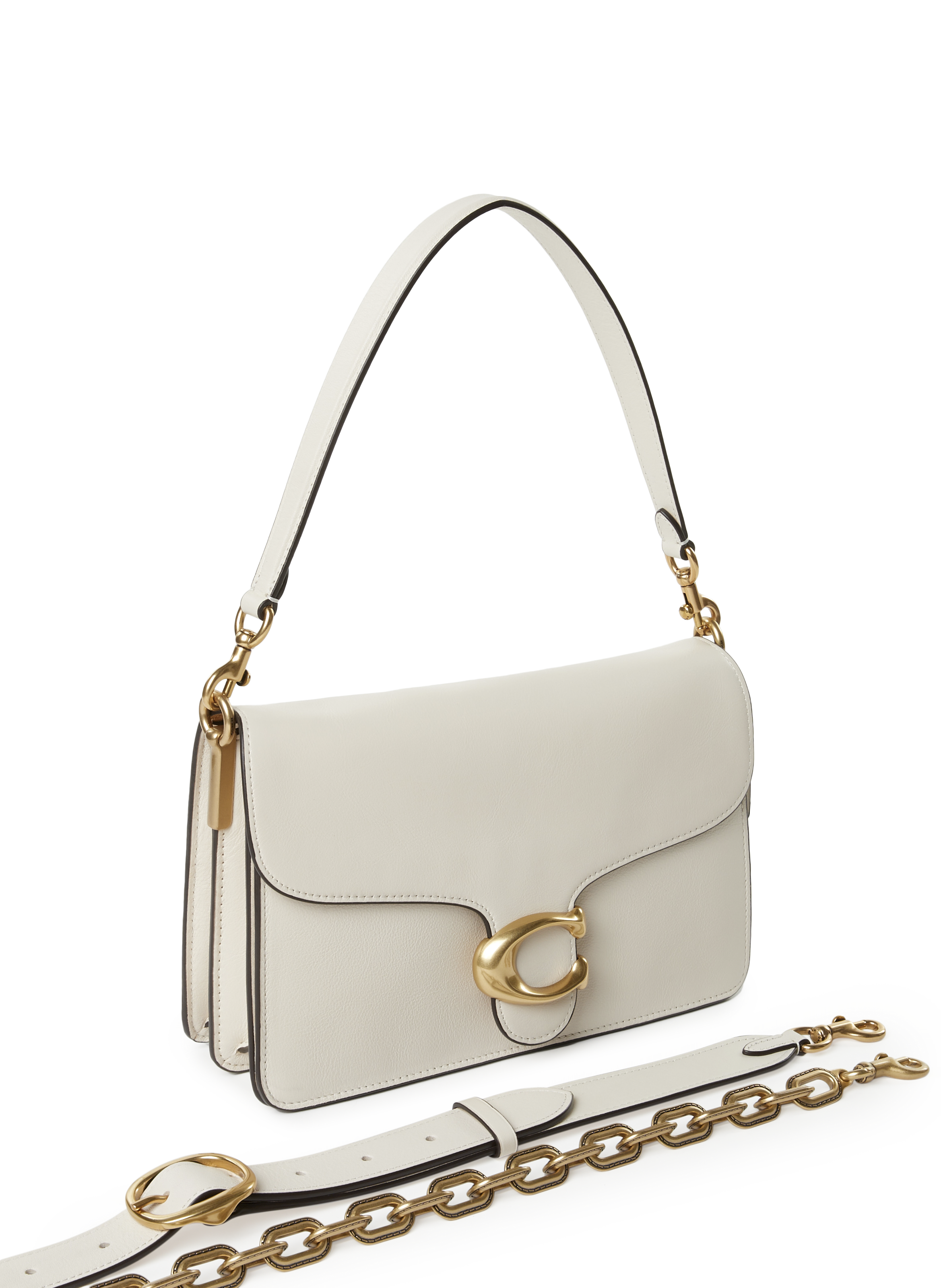 Sac épaule avec chaîne en cuir COACH Beige
