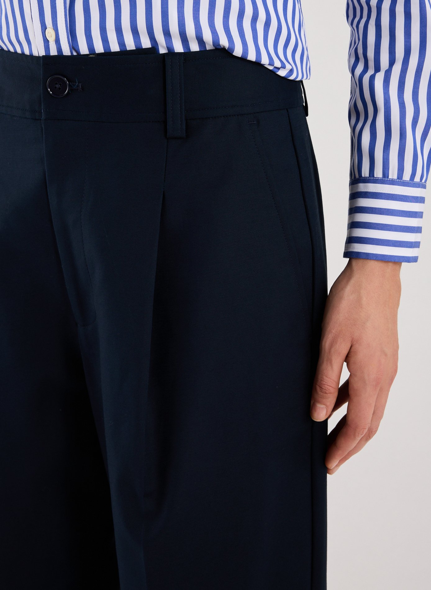 Pantalon cropped en coton LAUREN Bleu