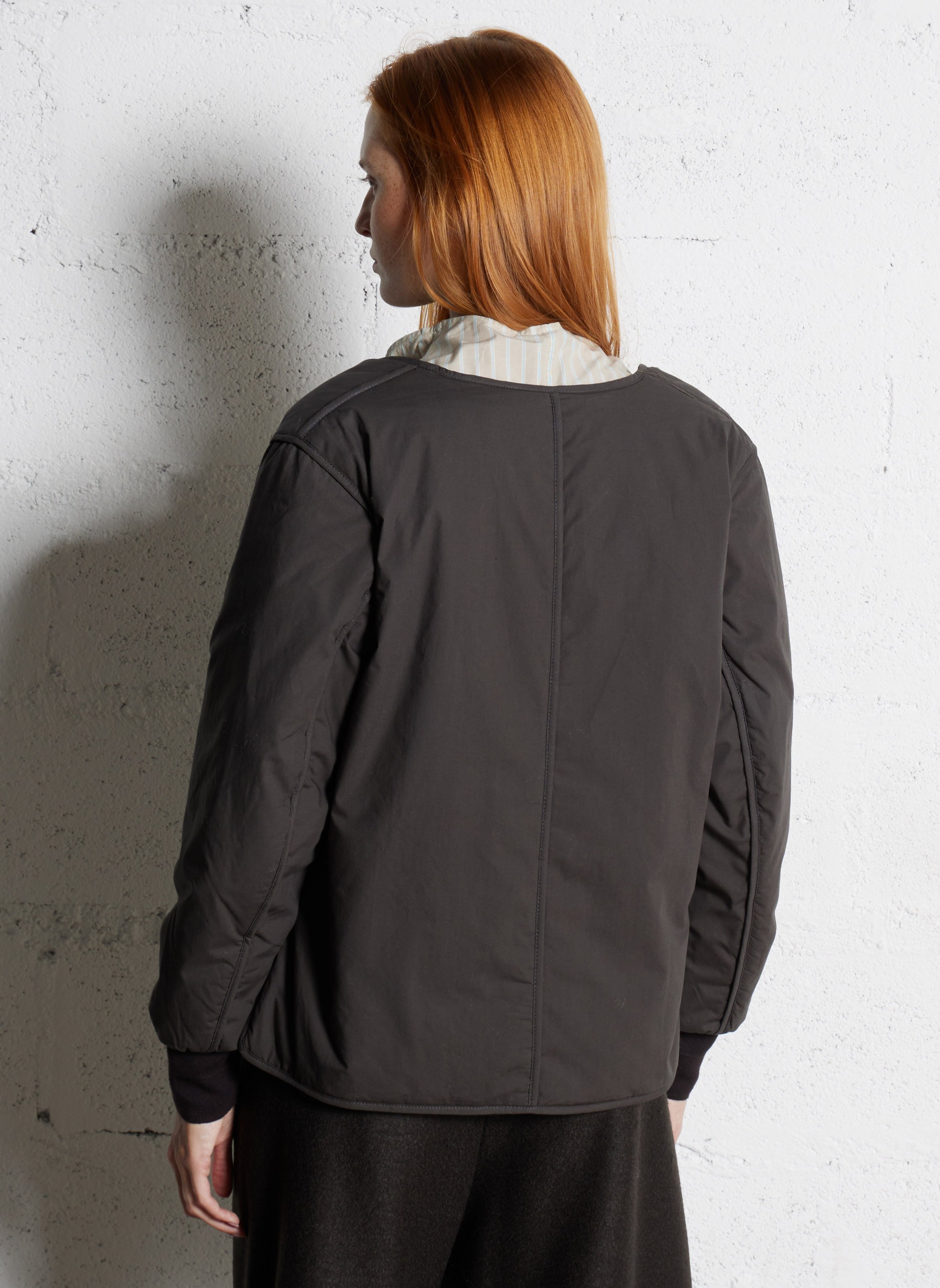 Blouson droit col v en coton goji SOEUR Gris