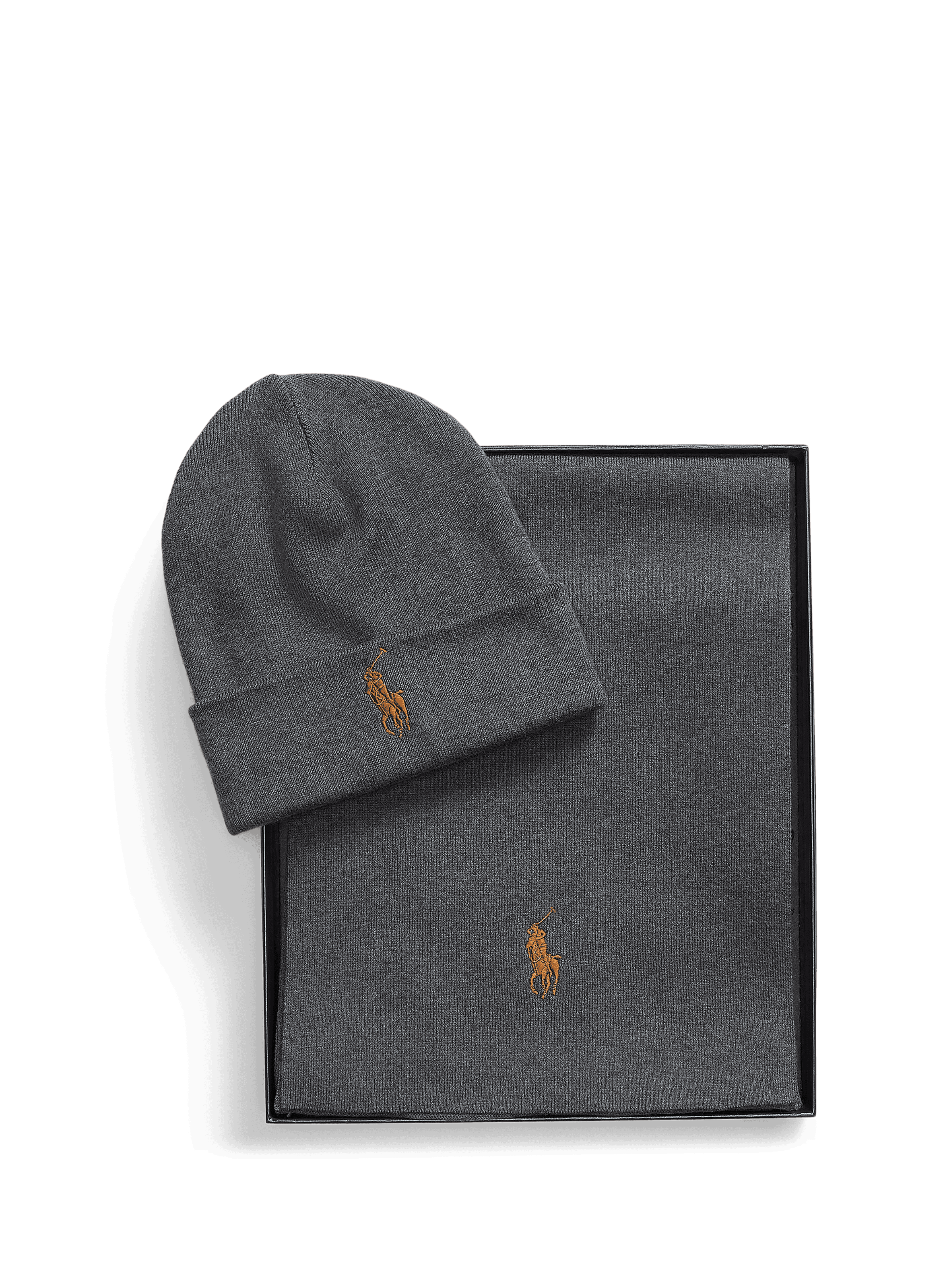POLO RALPH LAUREN Cotton scarf and beanie Grey
