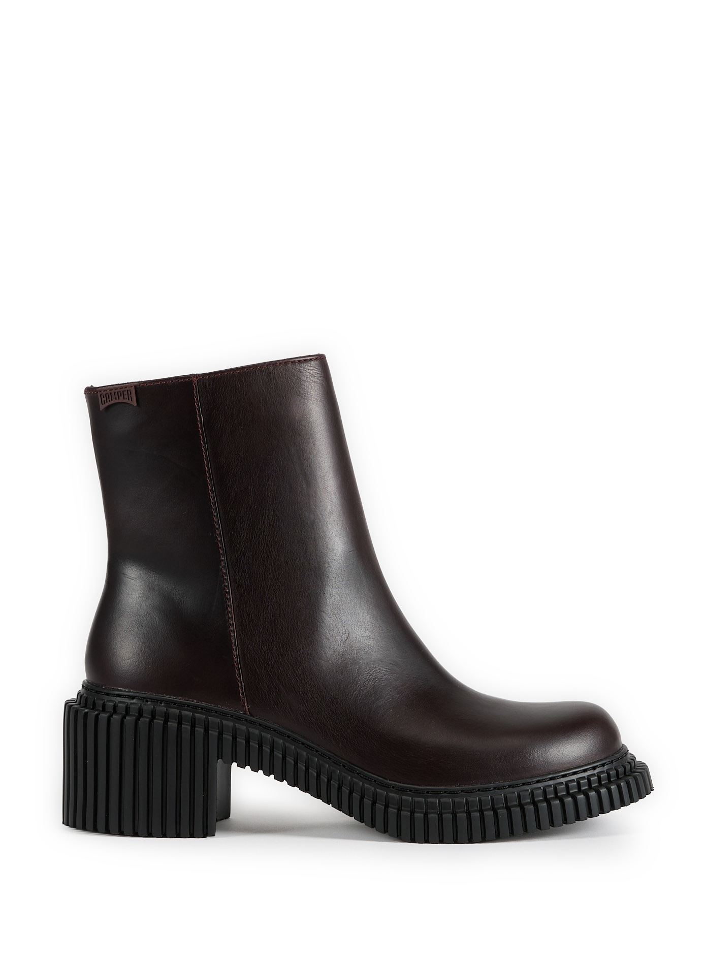 CAMPER Grooved leather ankle boots Red