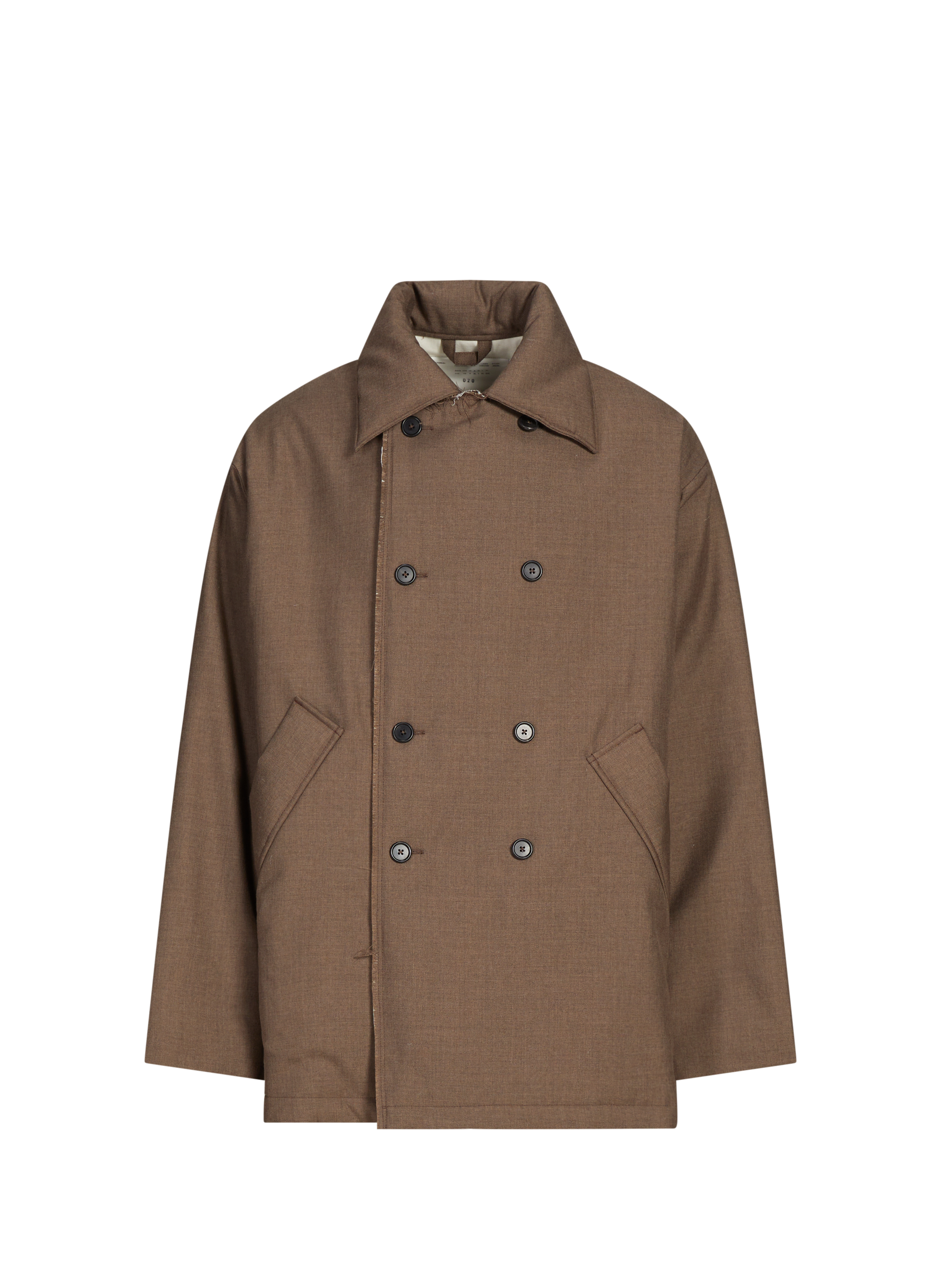 CAMIEL FORTGENS Oversized mid-length padded pea coat Brown