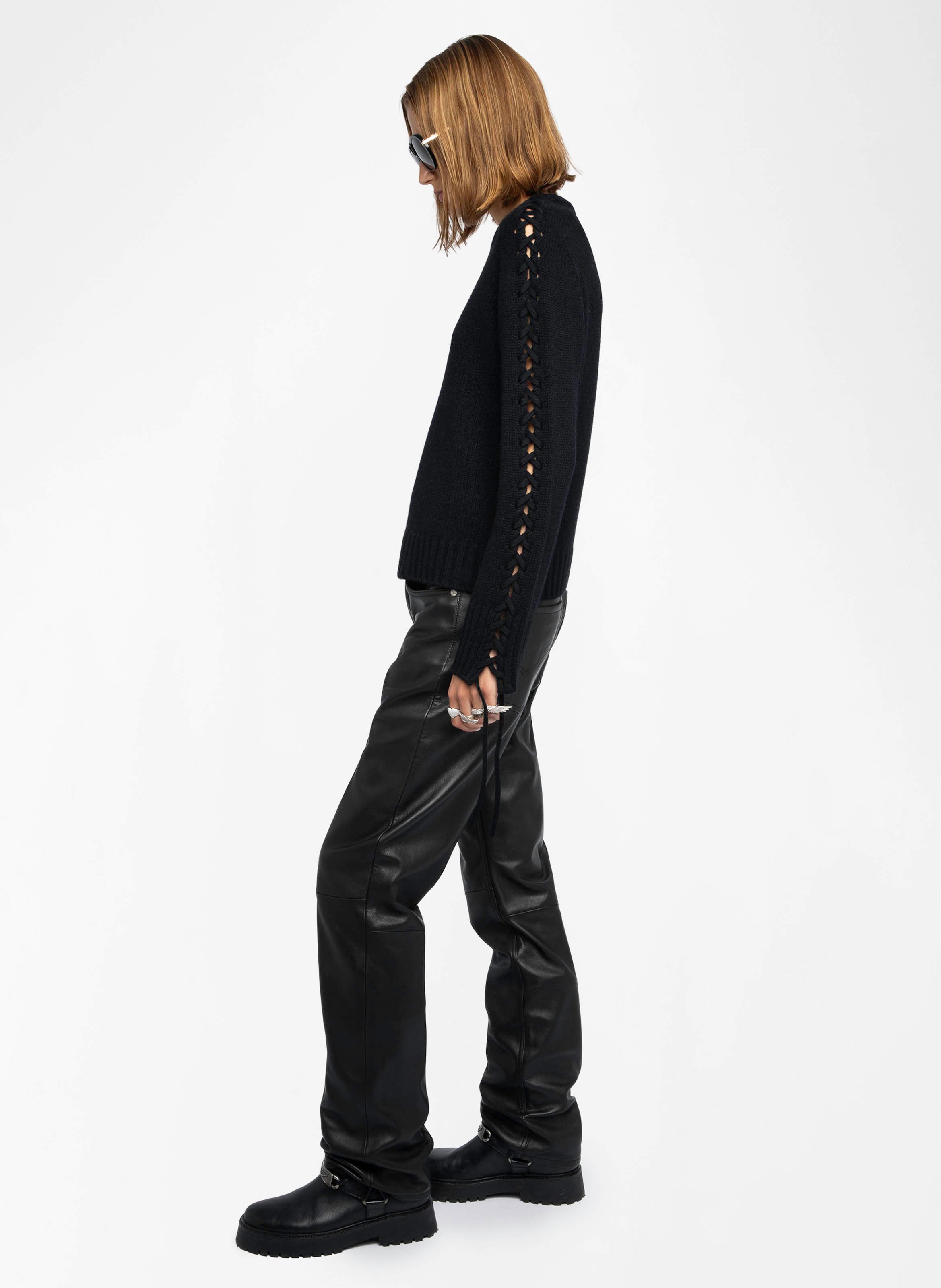 Pull col rond en laine et cachemire malty ZADIG&VOLTAIRE Noir