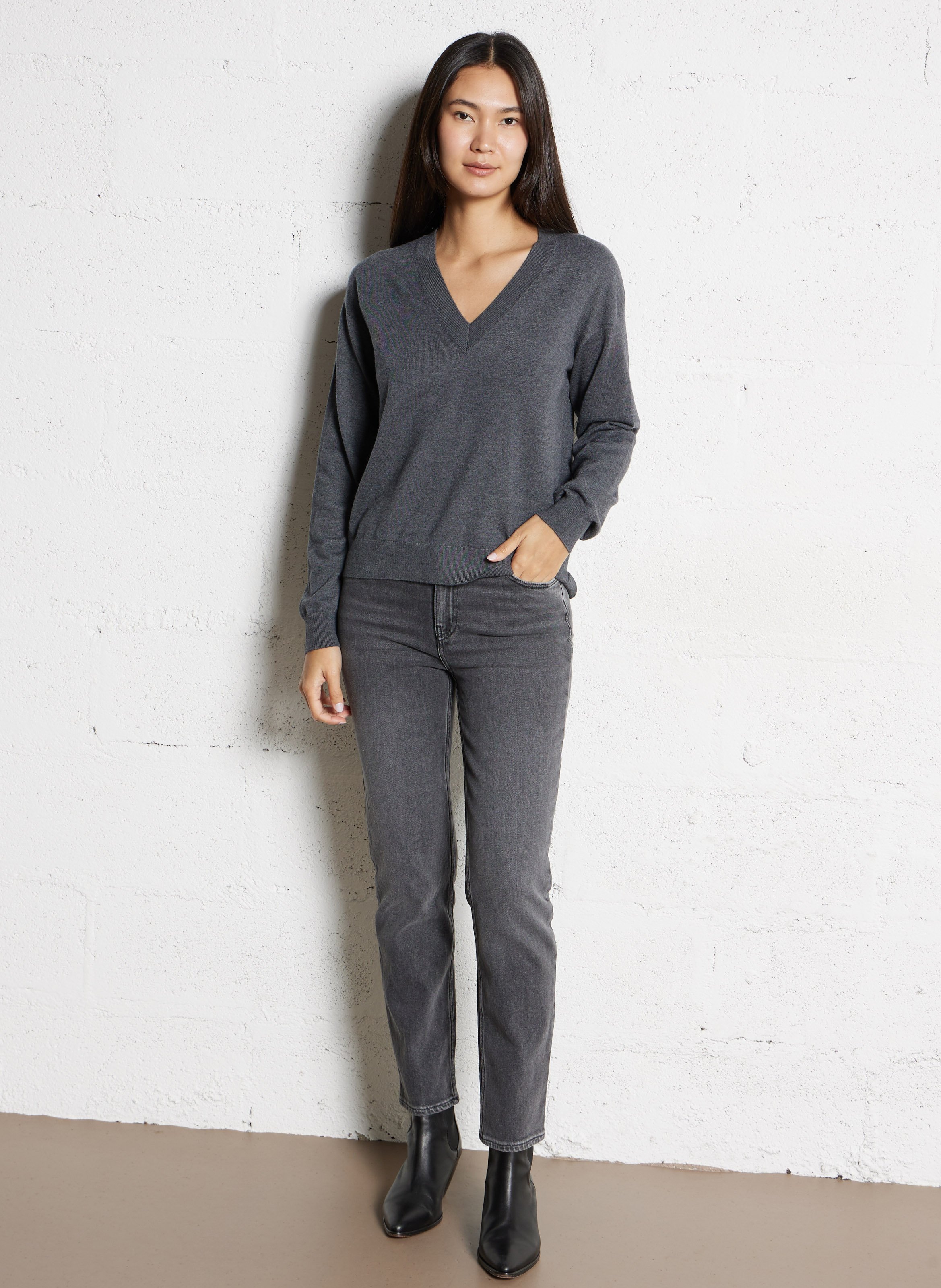 Jean slim en coton mélangé lou MAISON 123 Gris