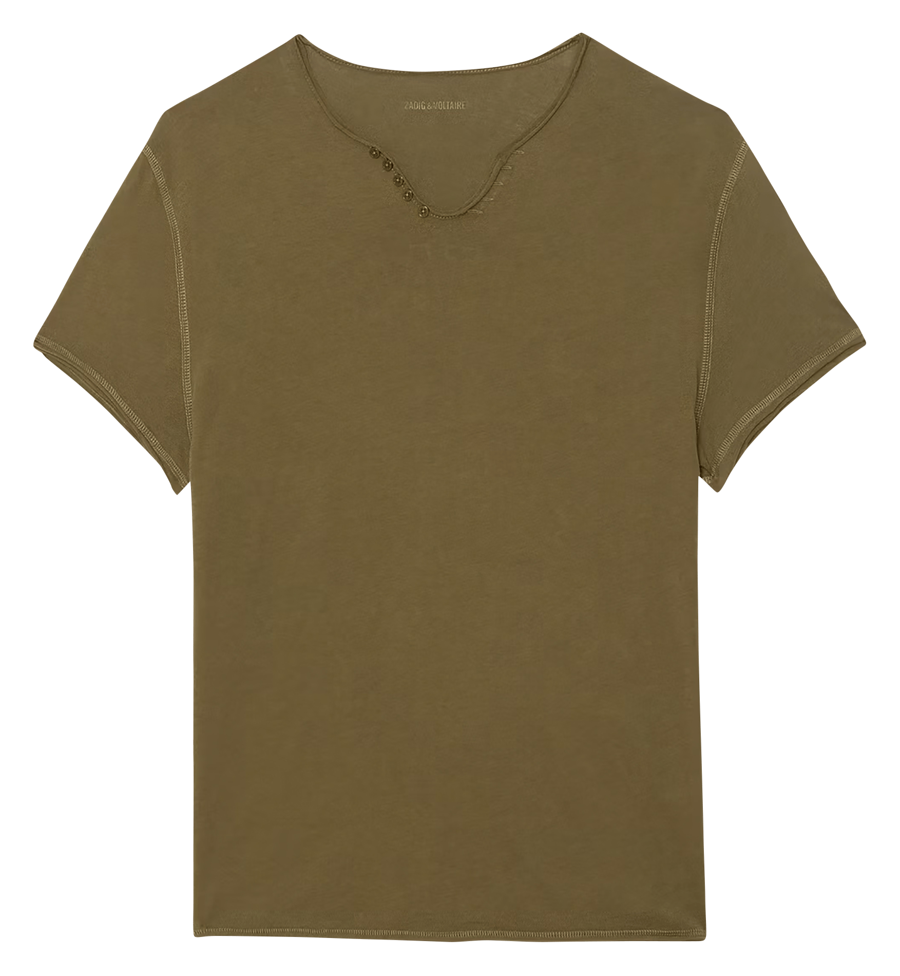 Tee-shirt droit col tunisien en coton monastir ZADIG&VOLTAIRE Vert