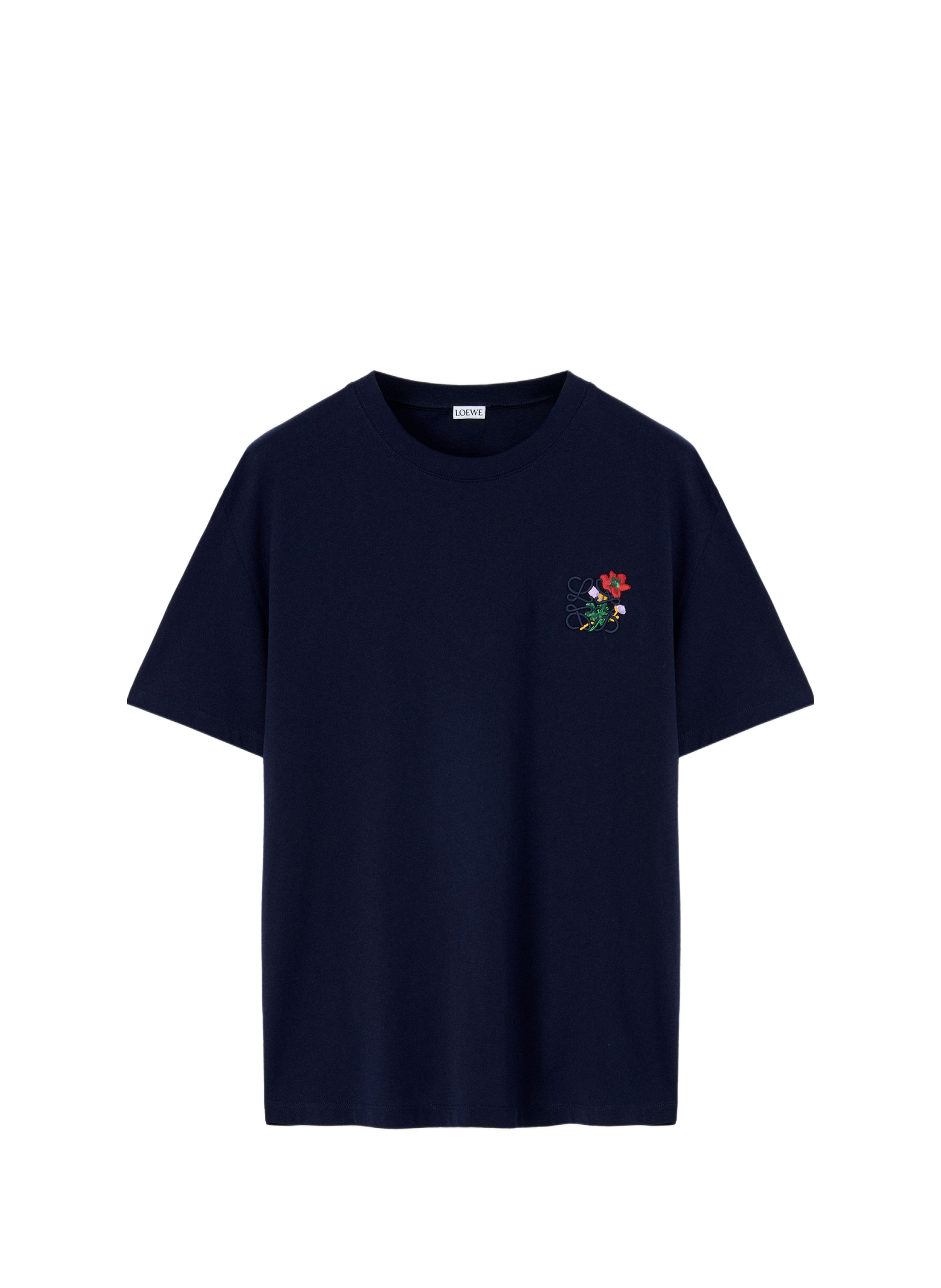 Casual embroidered cotton t-shirt LOEWE Blue