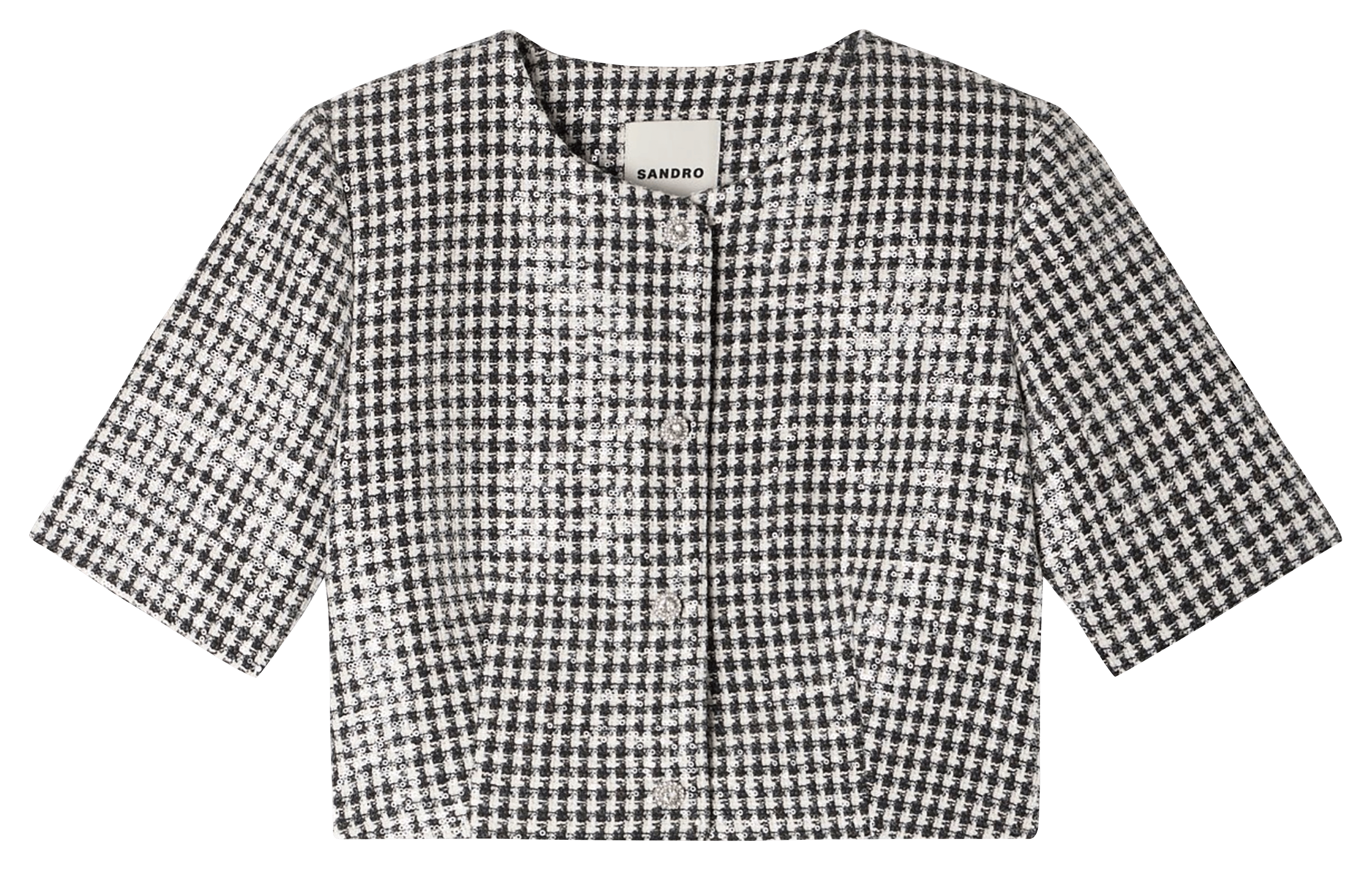 Top col rond à carreaux Noir