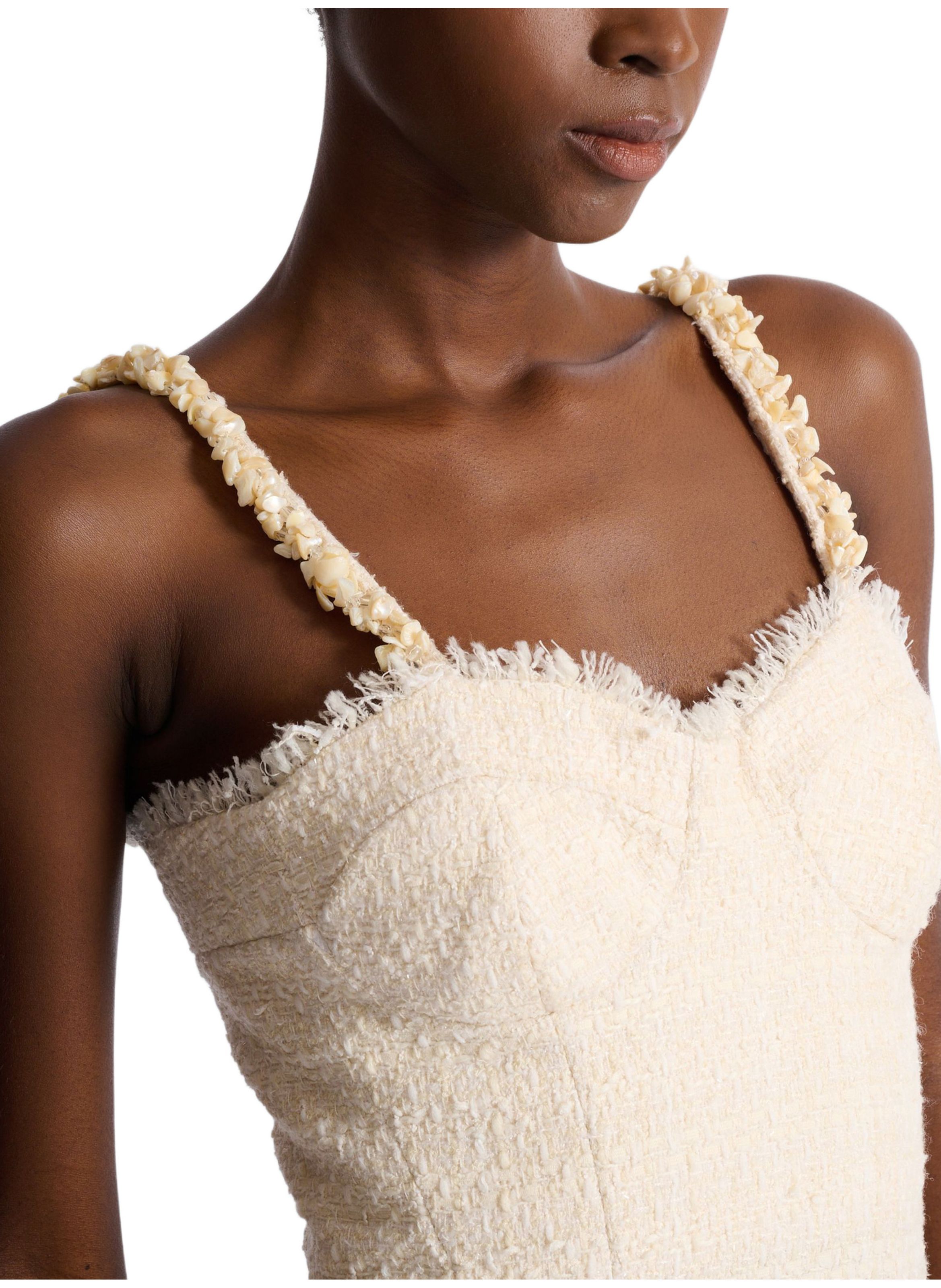 Robe coquillages en tweed BALMAIN Blanc