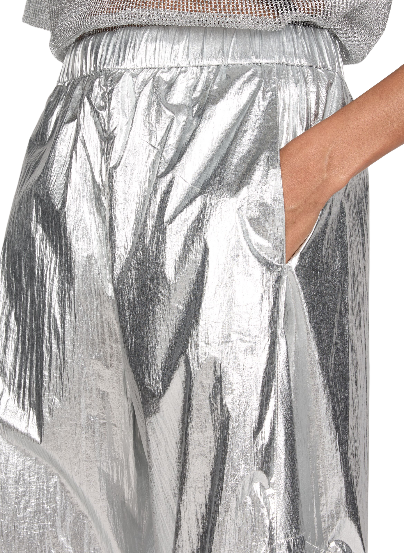Wide metallic pants TIBI Silver