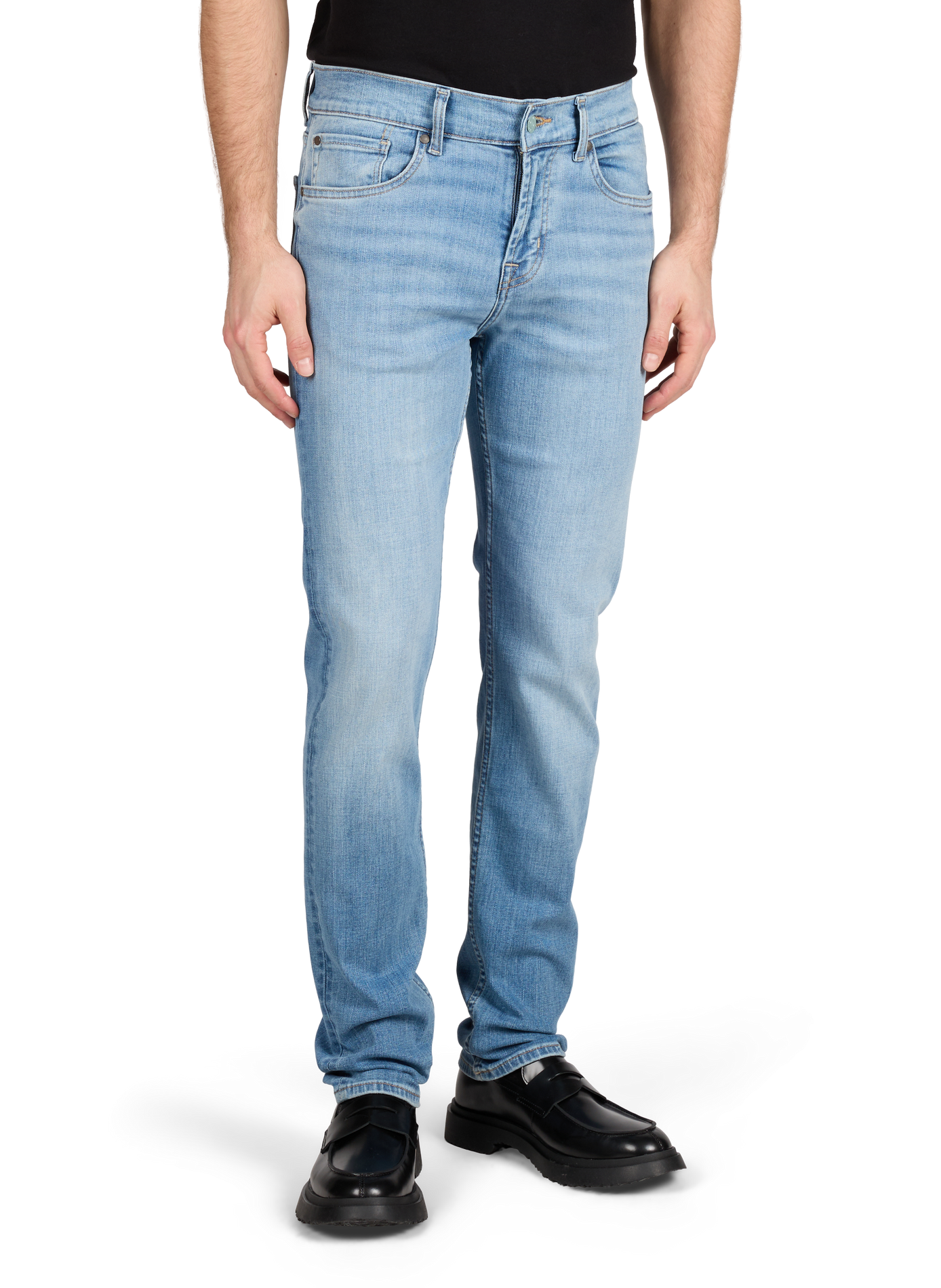 Jean slim en coton mélangé 7 FOR ALL MANKIND Bleu