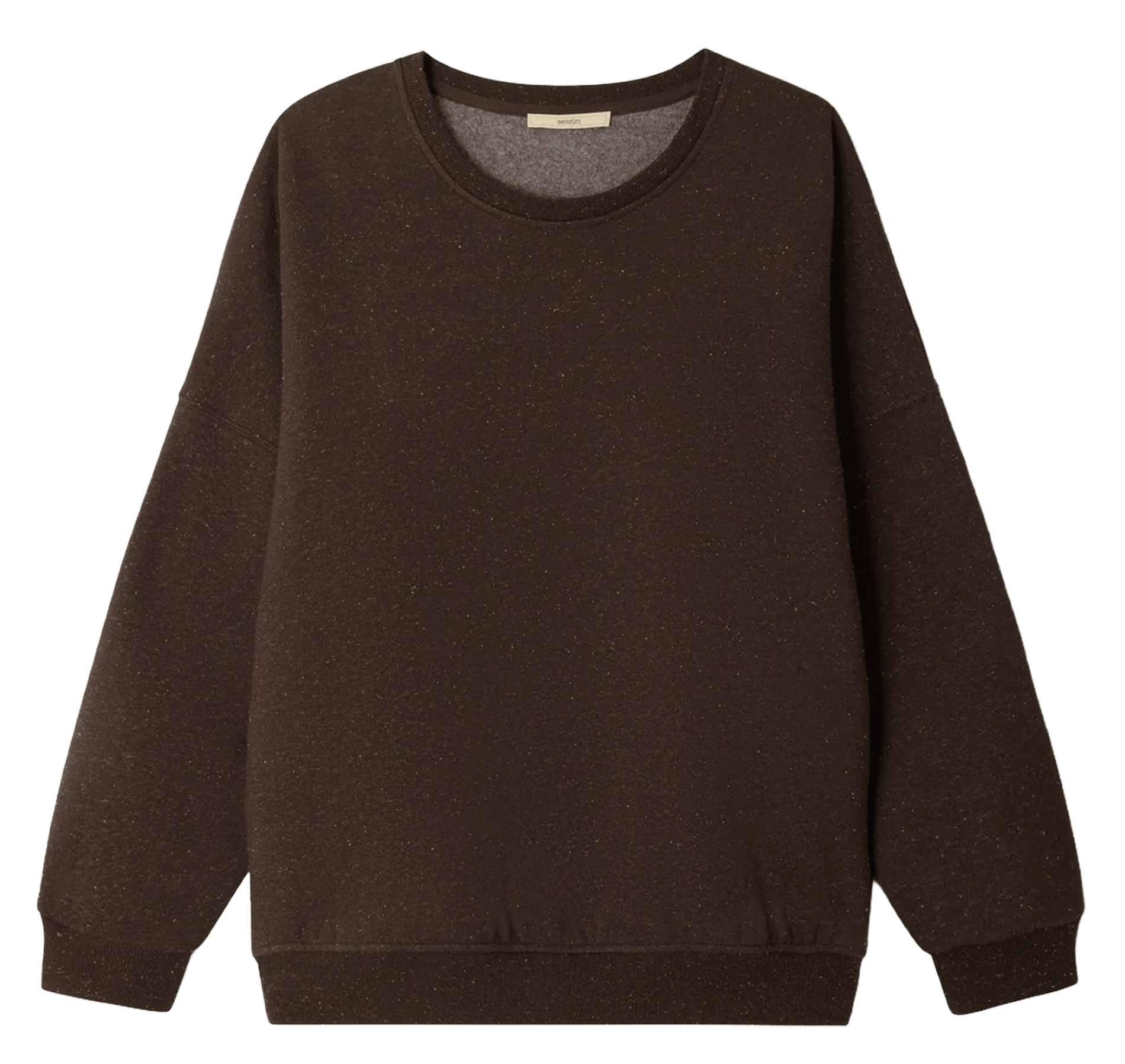Sweat ample col rond moucheté en coton bio mélangé chebbi SESSUN Marron