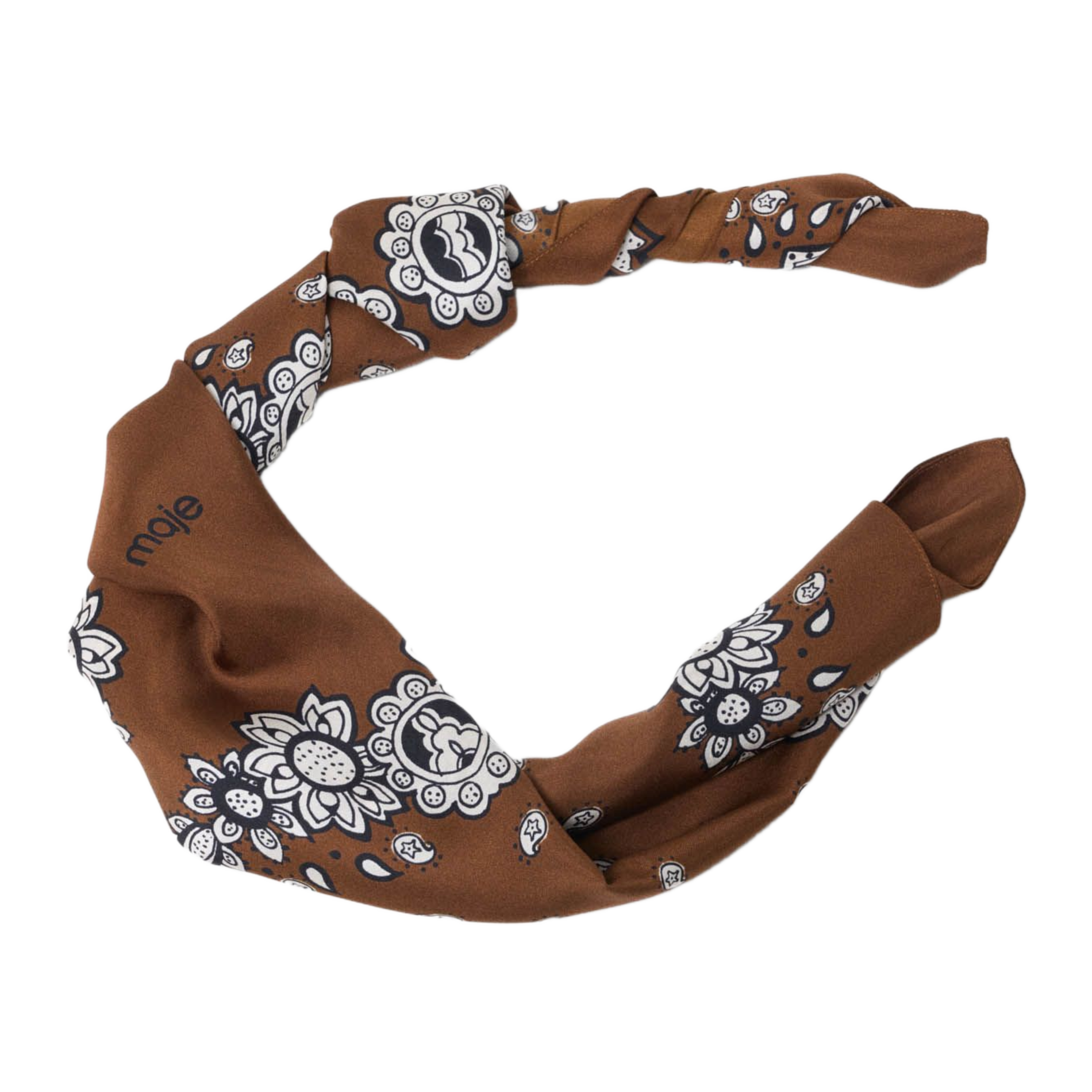 Foulard en soie imprimé MAJE Marron