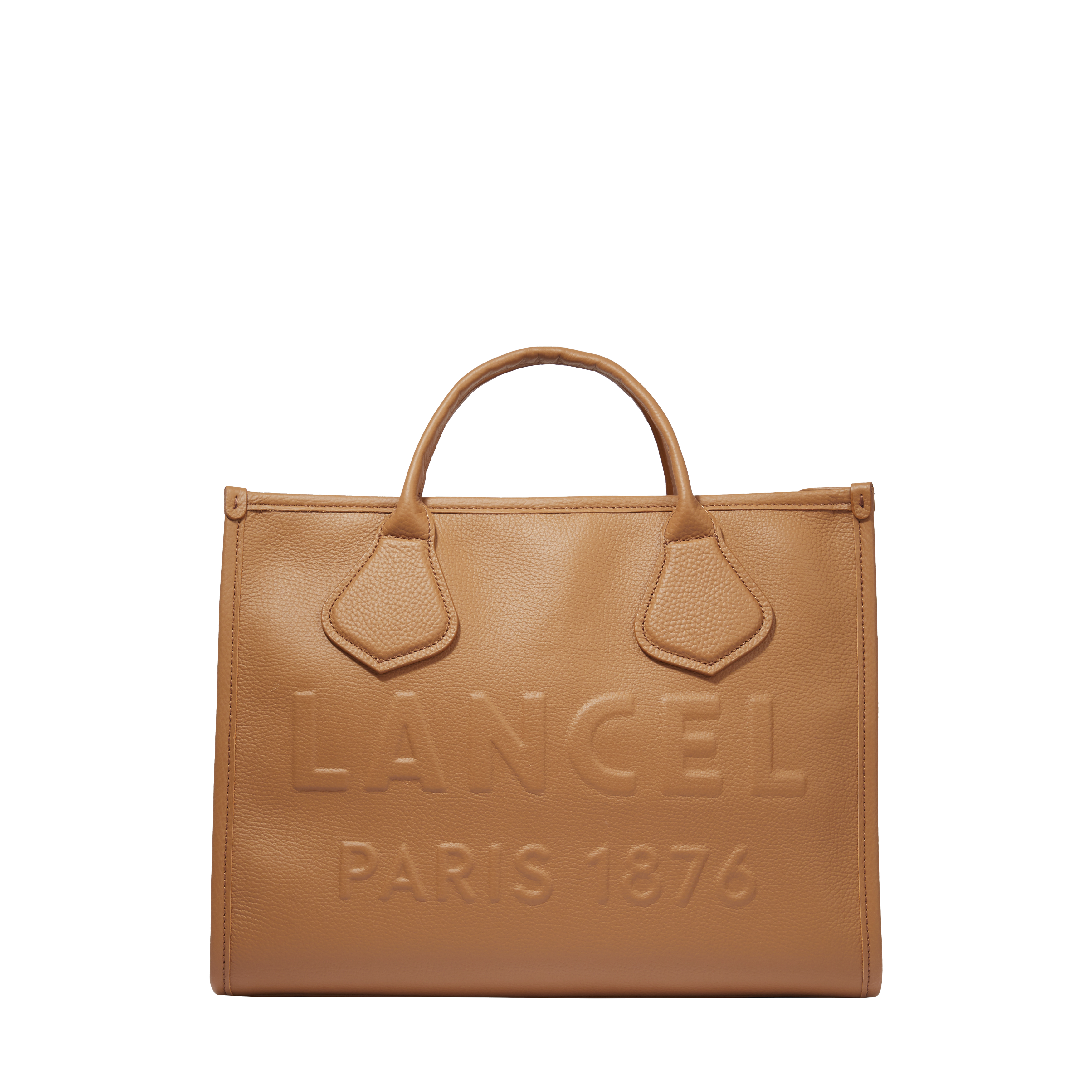 Sac cabas zippé m jour de lancel en cuir  Camel