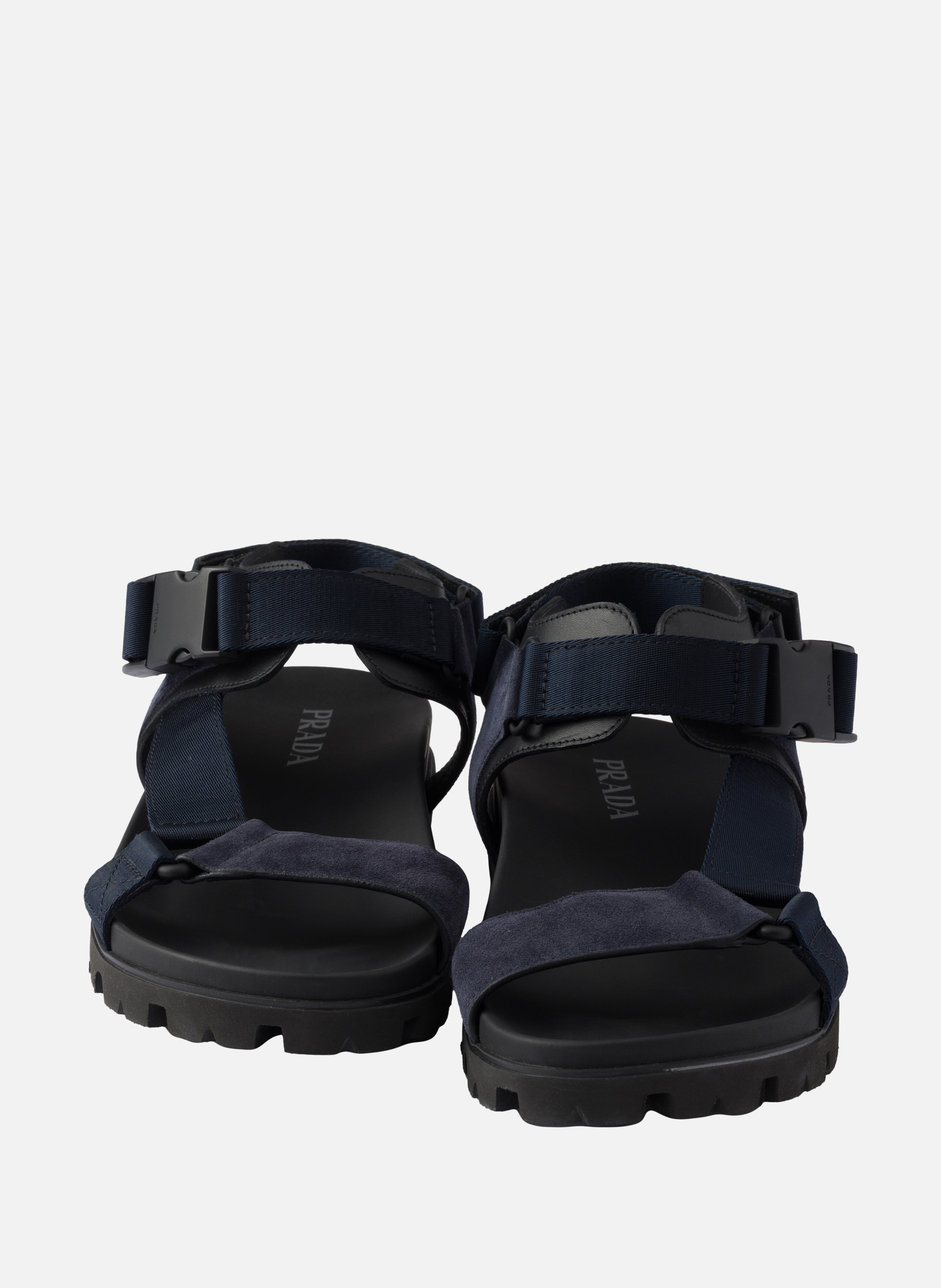 Sandale sportive en veau velours et toile | Bleu PRADA Homme