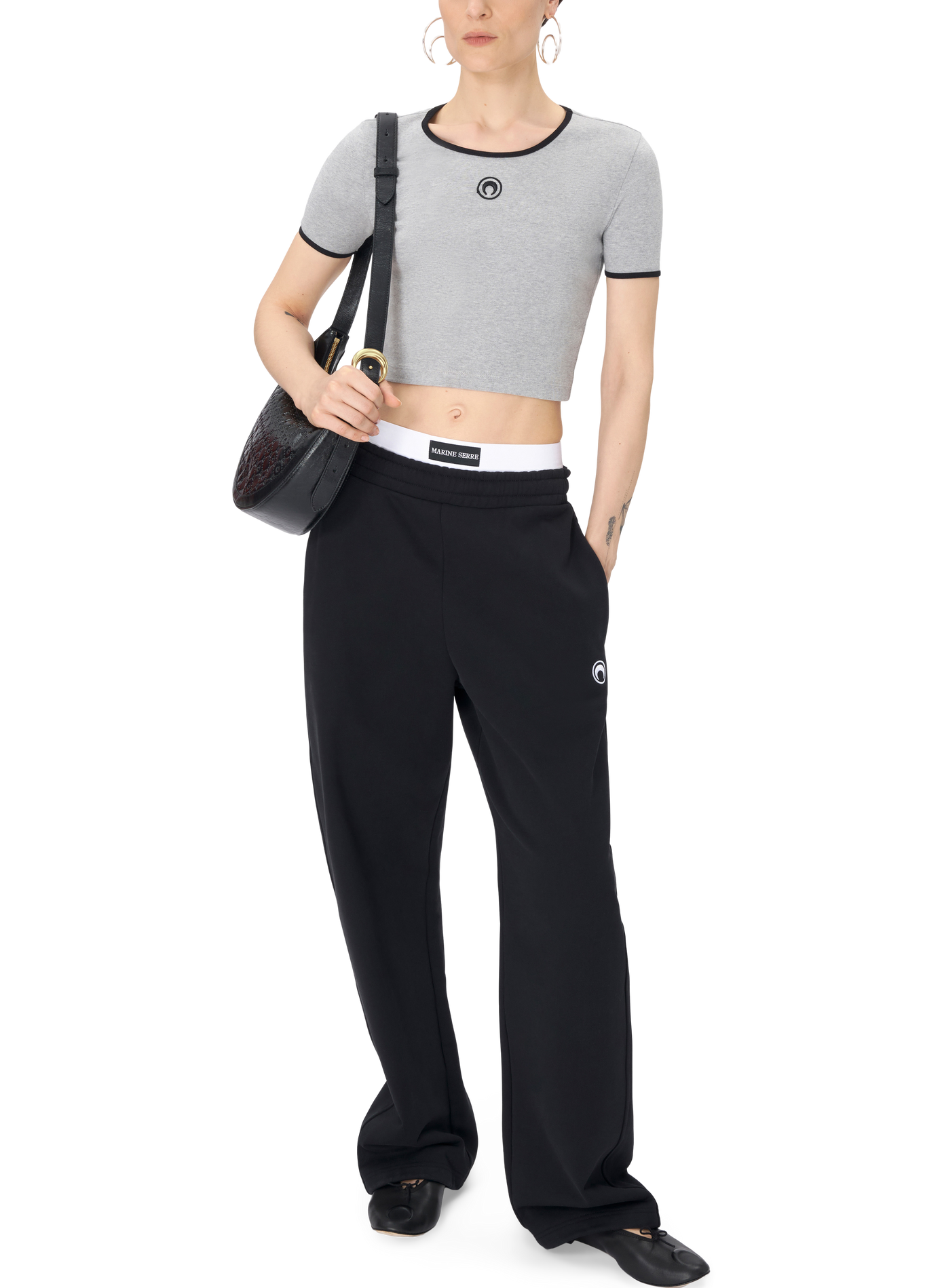 Haut court en jersey avec logo moon MARINE SERRE Gris