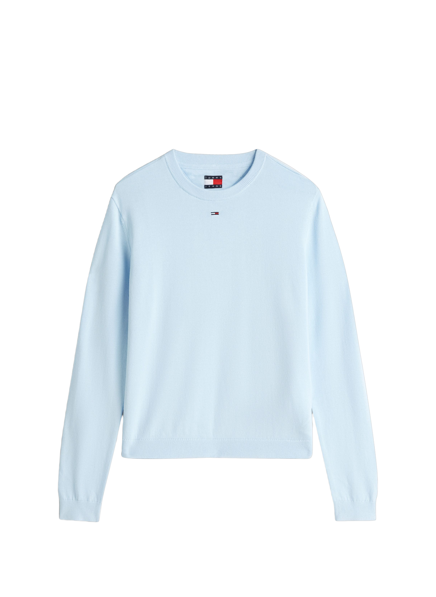 Gerader Baumwollpullover mit Logo TOMMY HILFIGER Blau