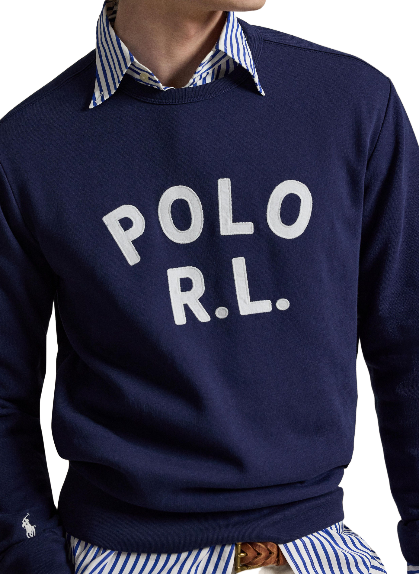 Sweat droit à logo en coton mélangé POLO RALPH LAUREN Bleu