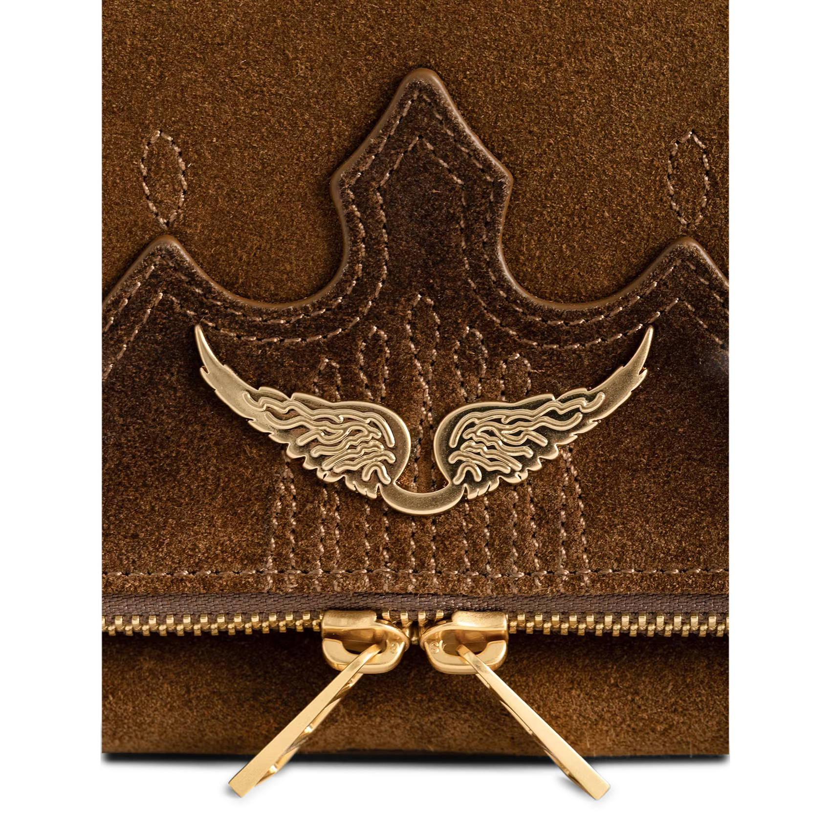 Sac bandoulière en cuir velours rock ZADIG&VOLTAIRE Marron