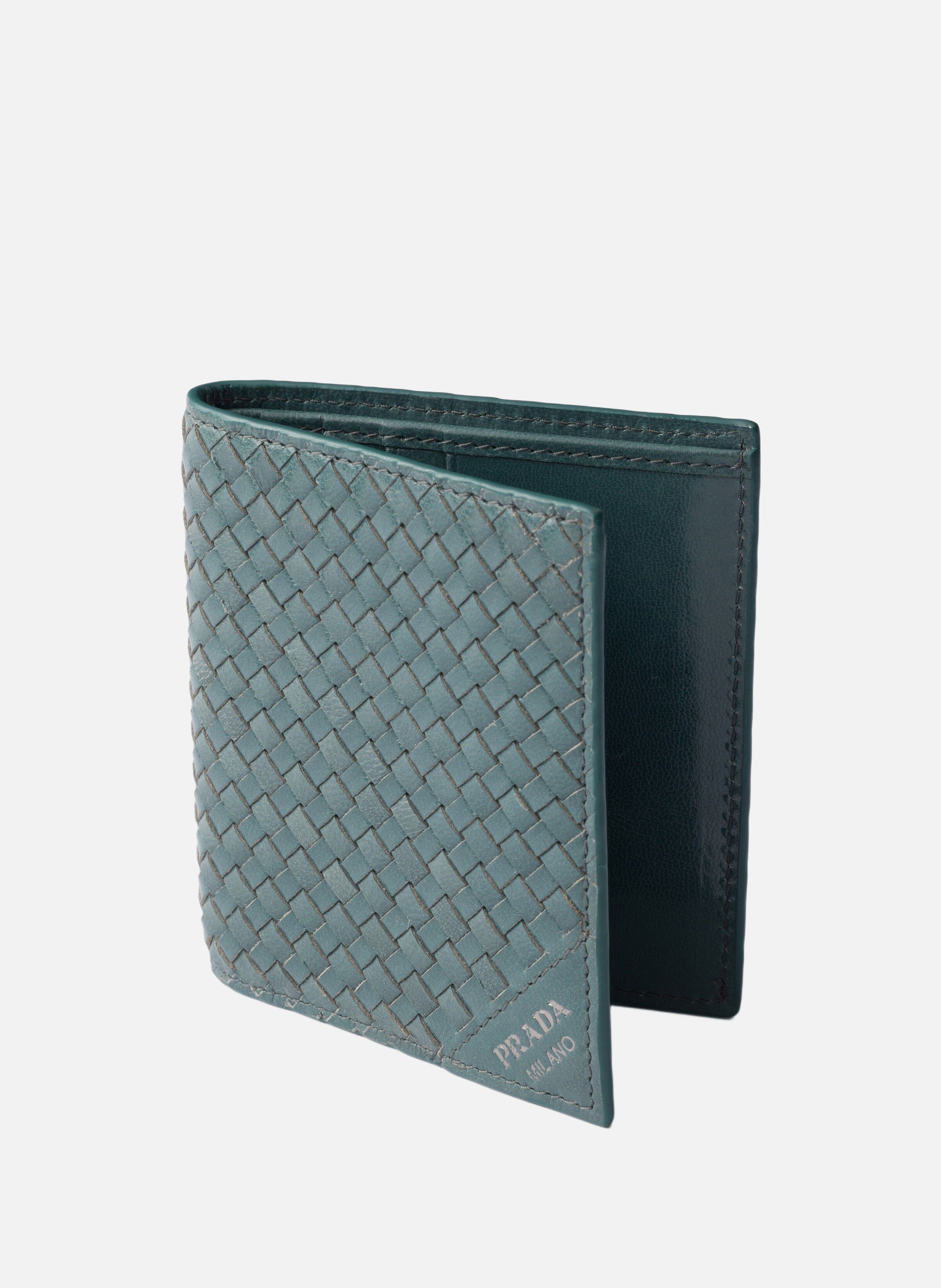 Portefeuille en cuir PRADA Bleu