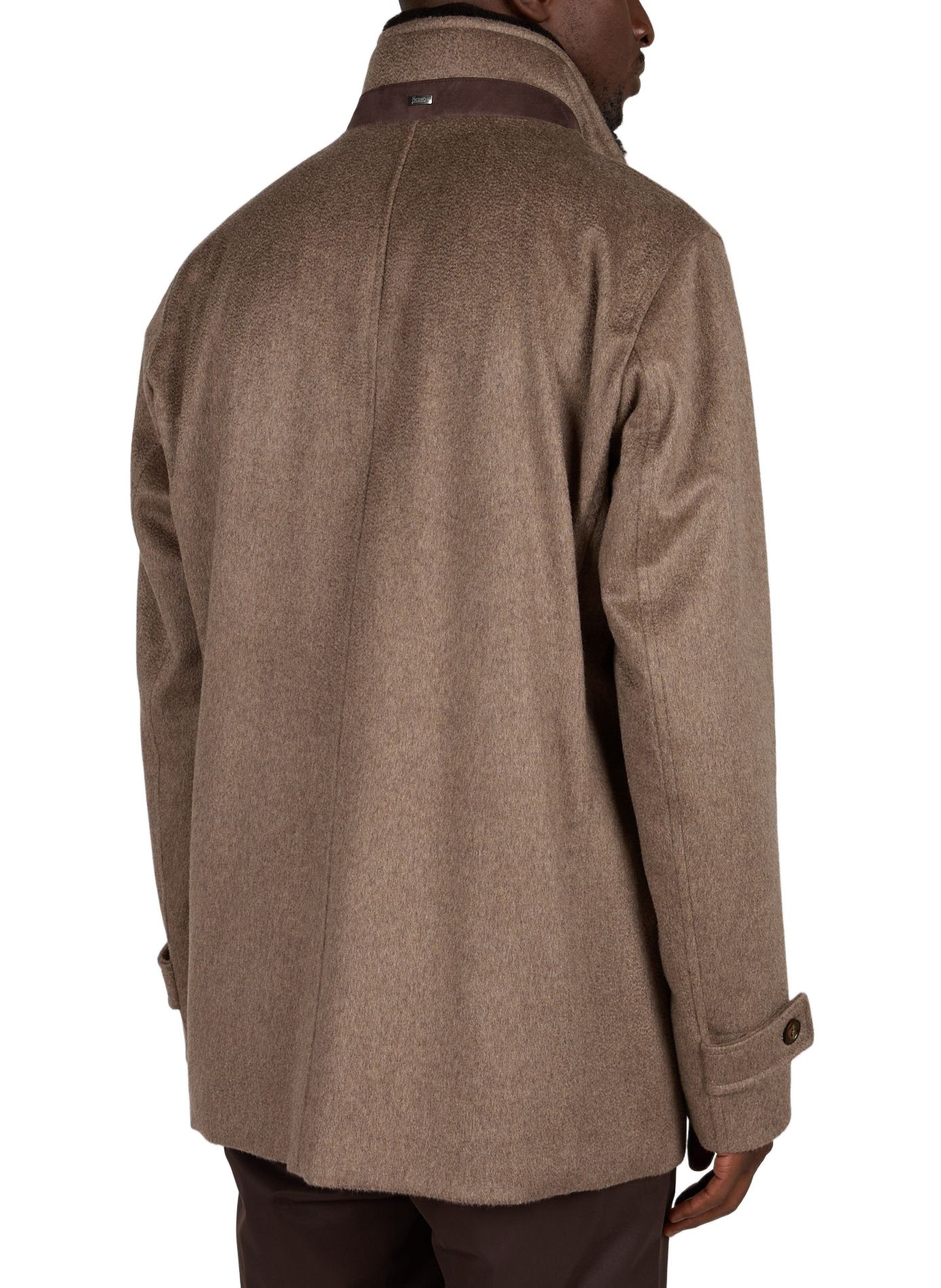 Mid-length solid cashmere coat HERNO Brown