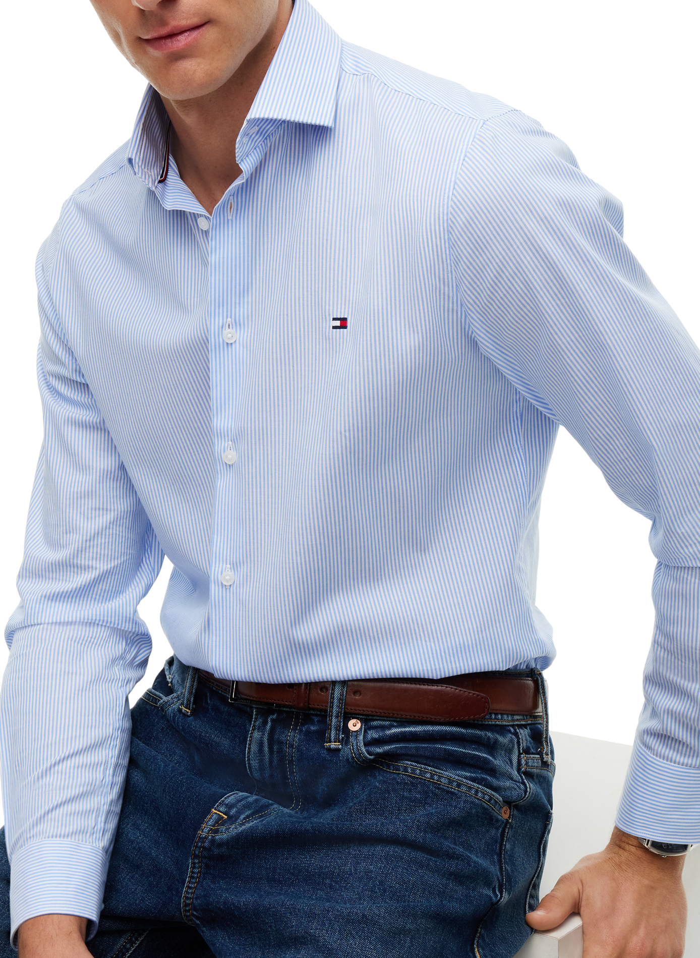 Gestreiftes Hemd aus Baumwolle TOMMY HILFIGER Blau