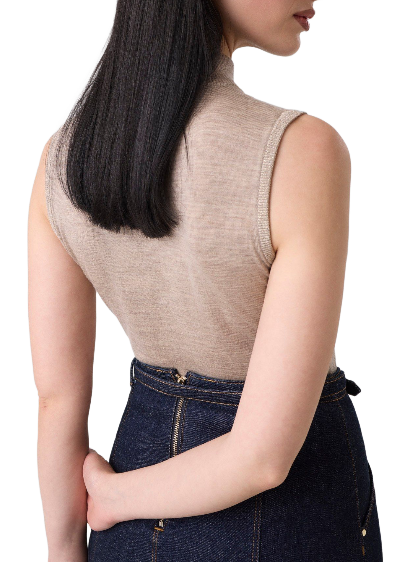 Débardeur col montant en laine GUESS Brown