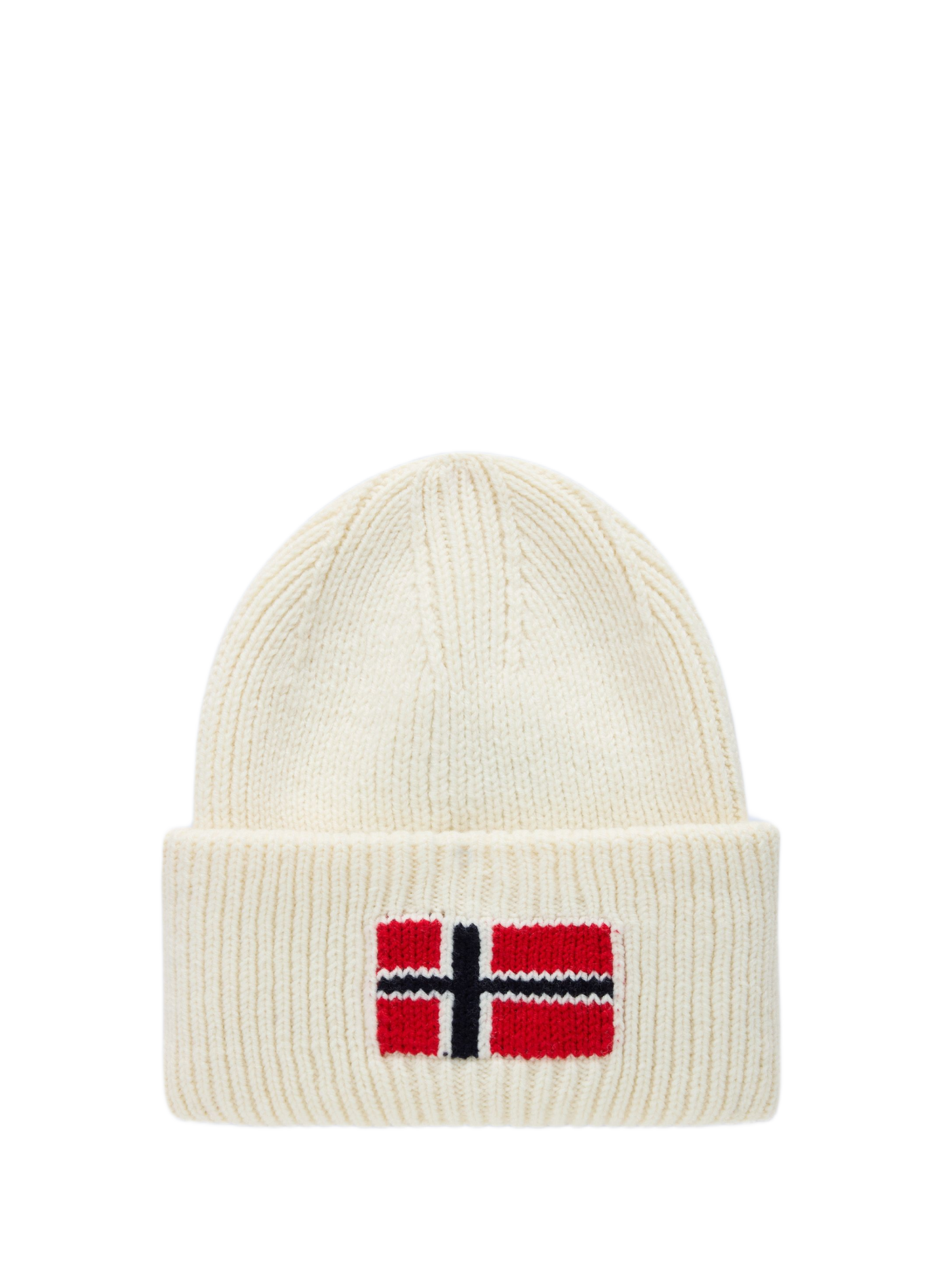 Bonnet à revers brodé en laine mélangée NAPAPIJRI Beige
