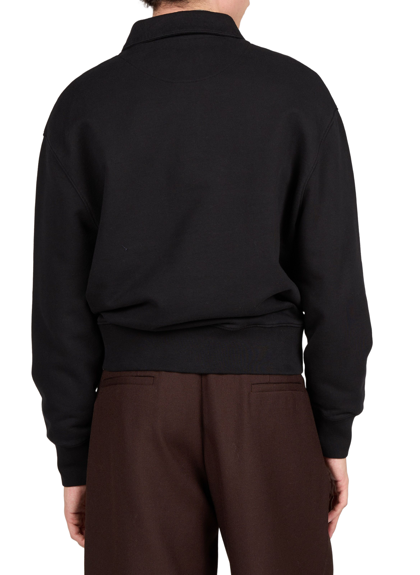Plain straight-fit zip-up polo-neck sweatshirt MAISON KITSUNÉ Black