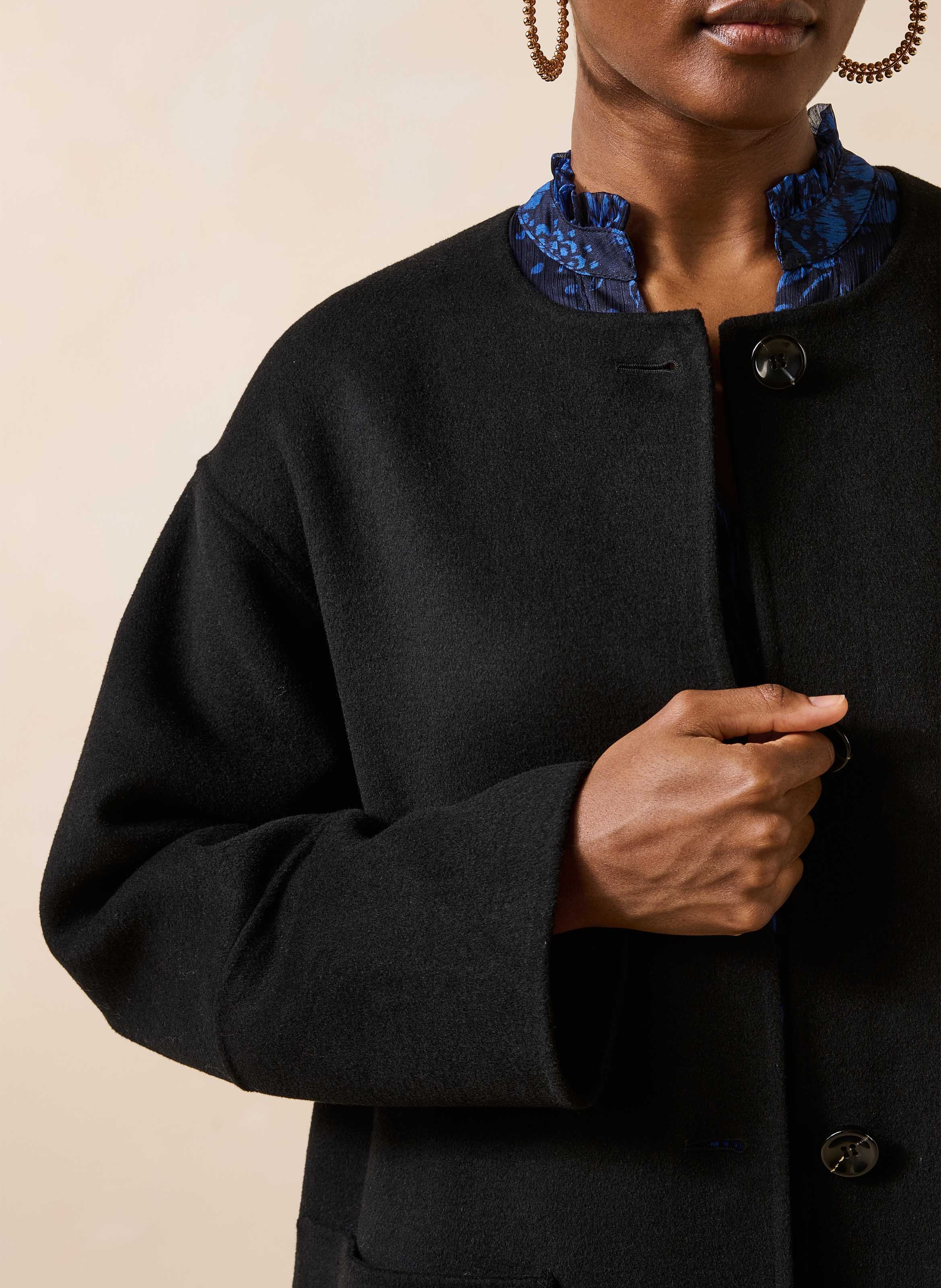 Oversized jas van een gerecyclede wolmix LA FEE MARABOUTEE Zwart