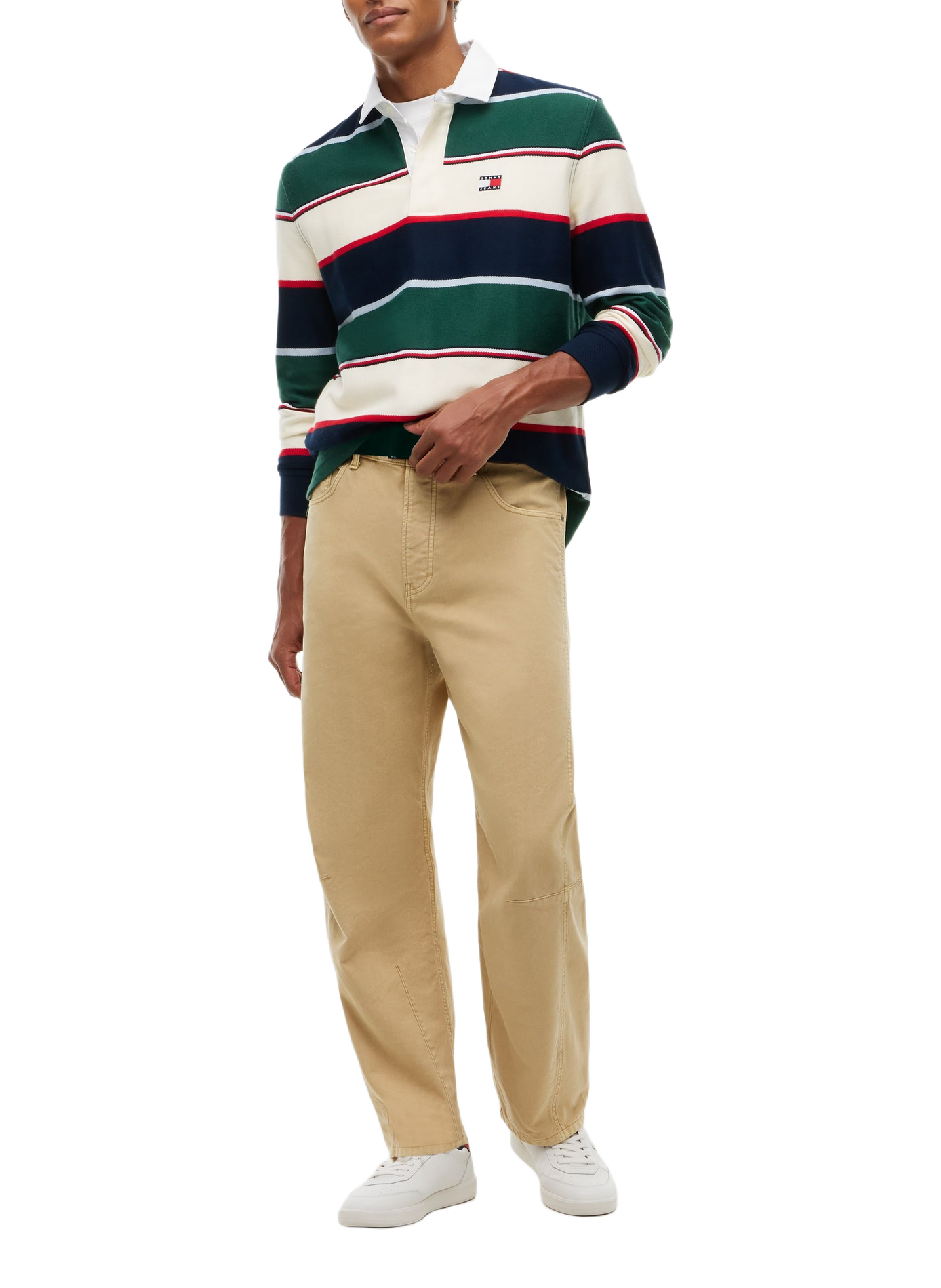 Rechte polo met strepen van katoen TOMMY HILFIGER Groen