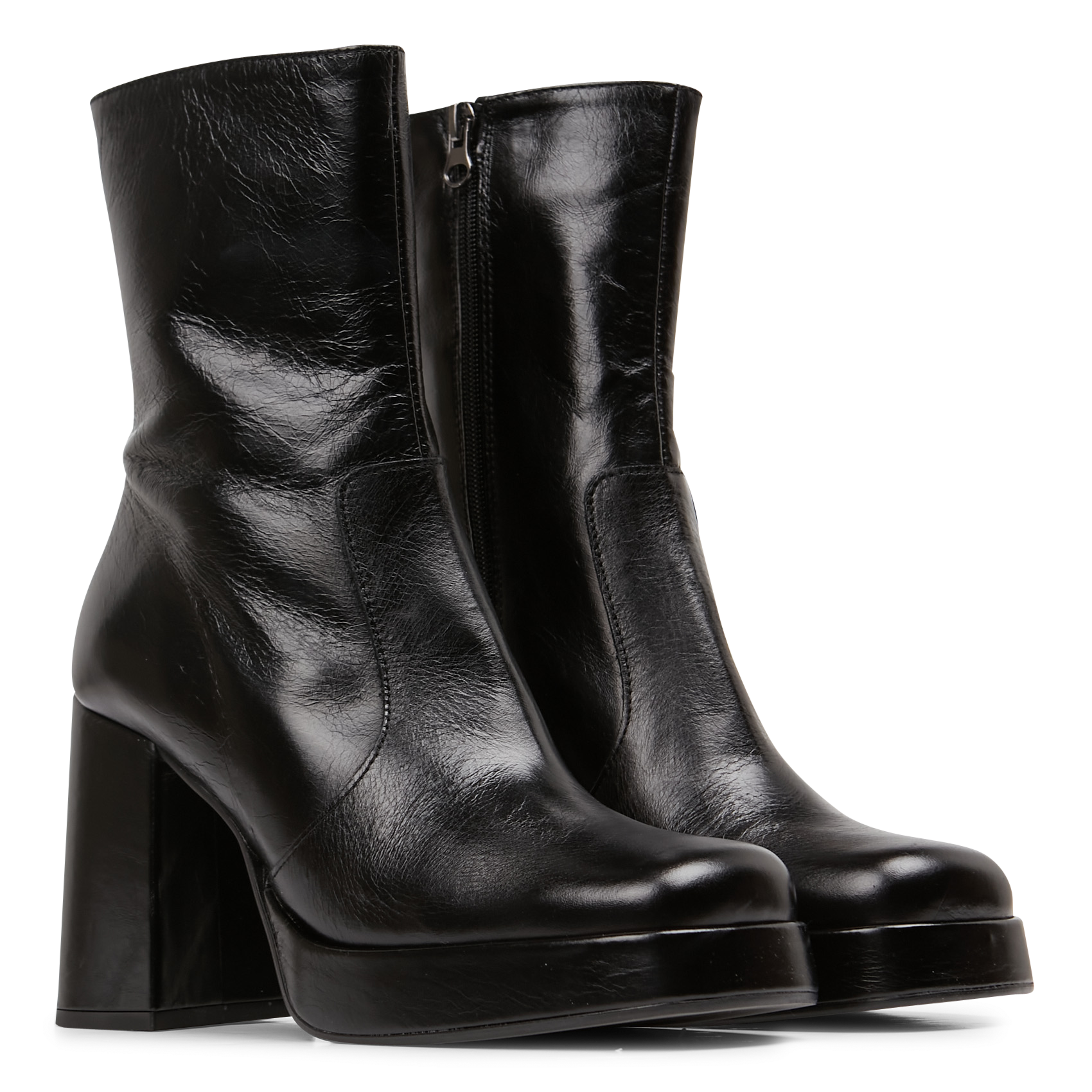 Bottines à talons en cuir vieilli ben JONAK Noir