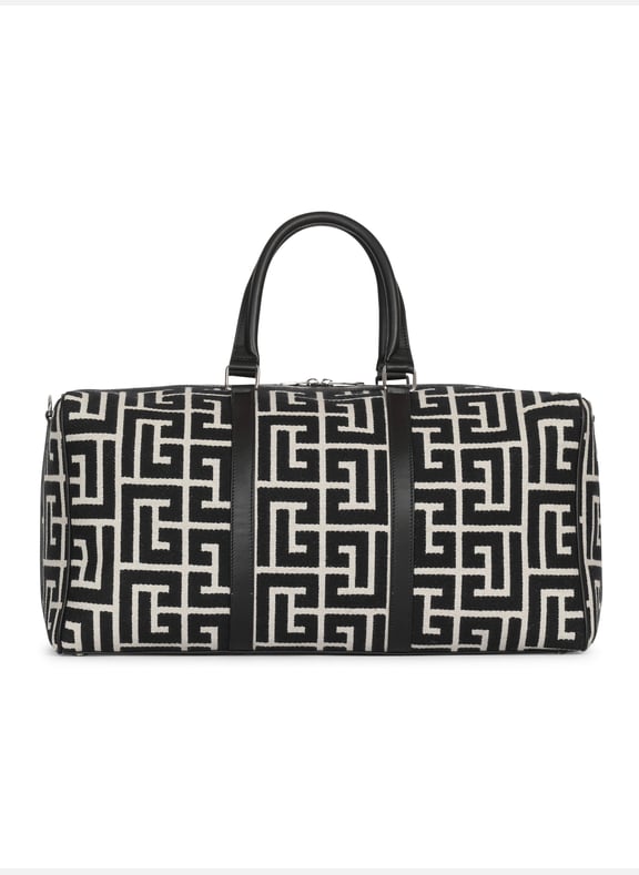 Sac de voyage en jacquard maxi monogramme Noir by BALMAIN BALMAIN Sac de voyage en jacquard maxi monogramme Noir