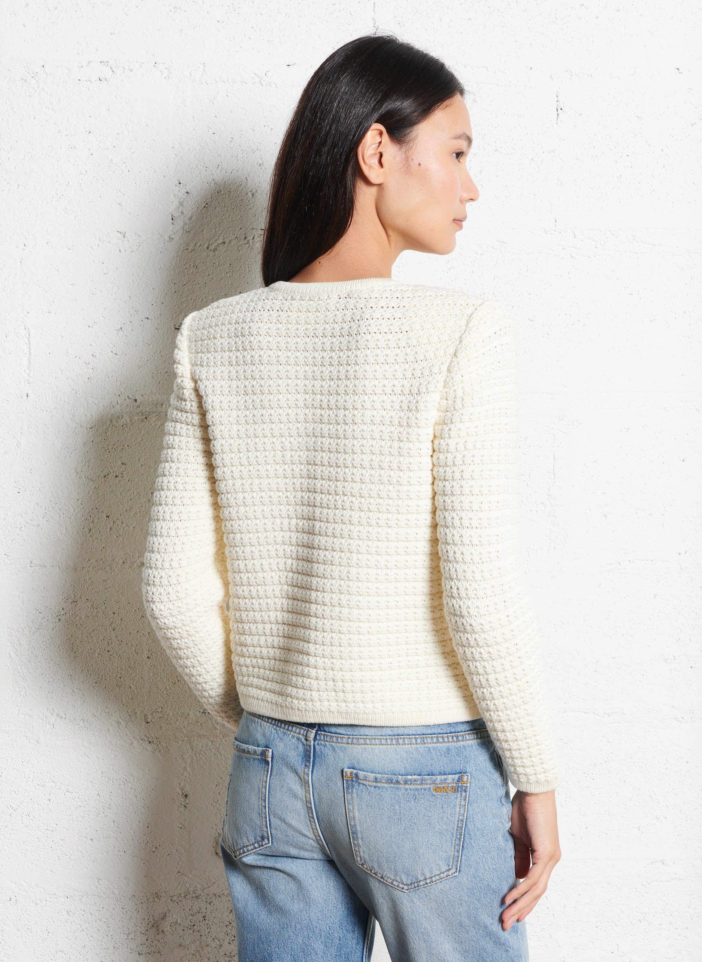 Gilet col rond en coton mélangé gaspard BA&SH Blanc