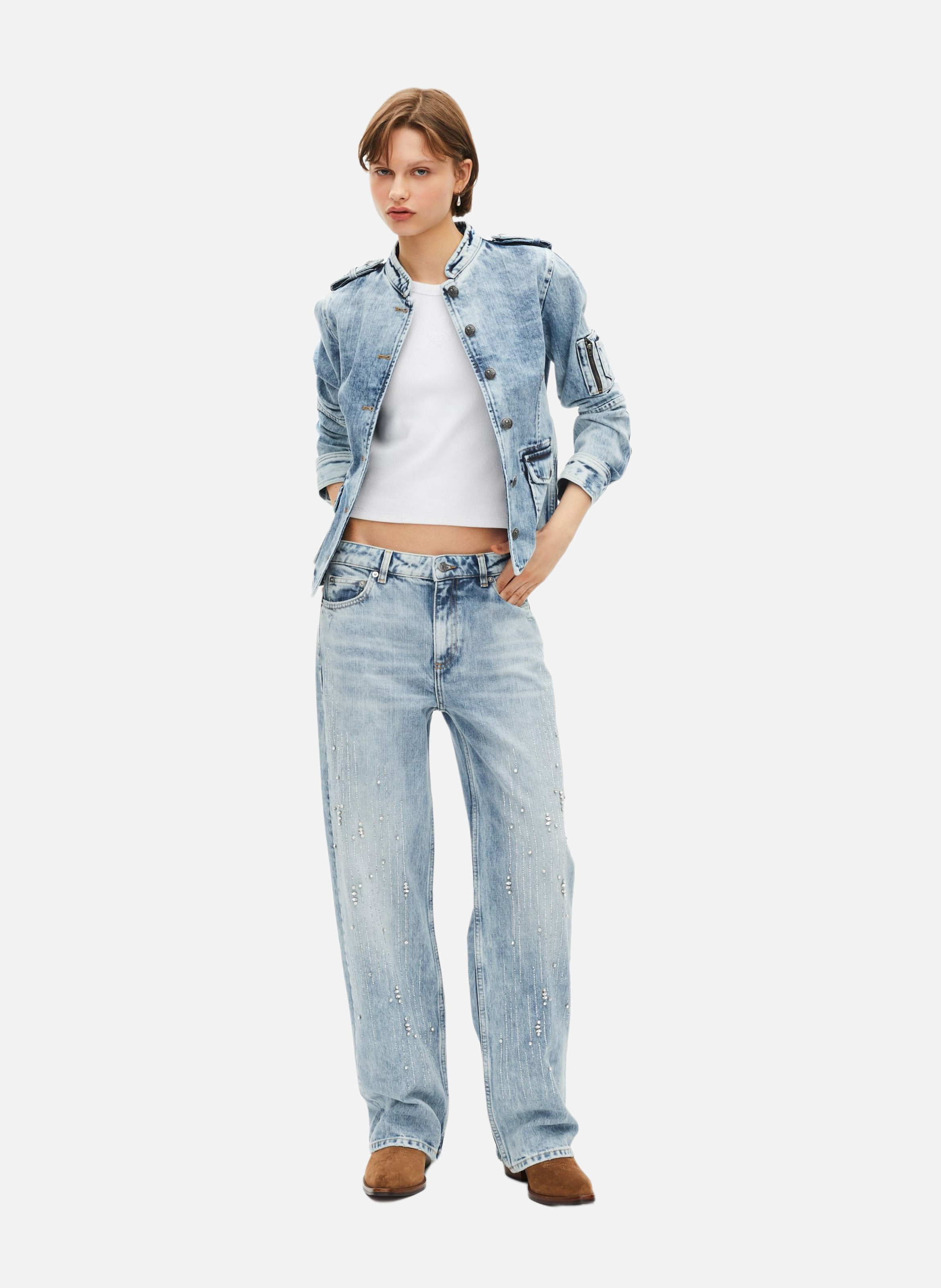 Veste style officier en denim THE KOOPLES Bleu