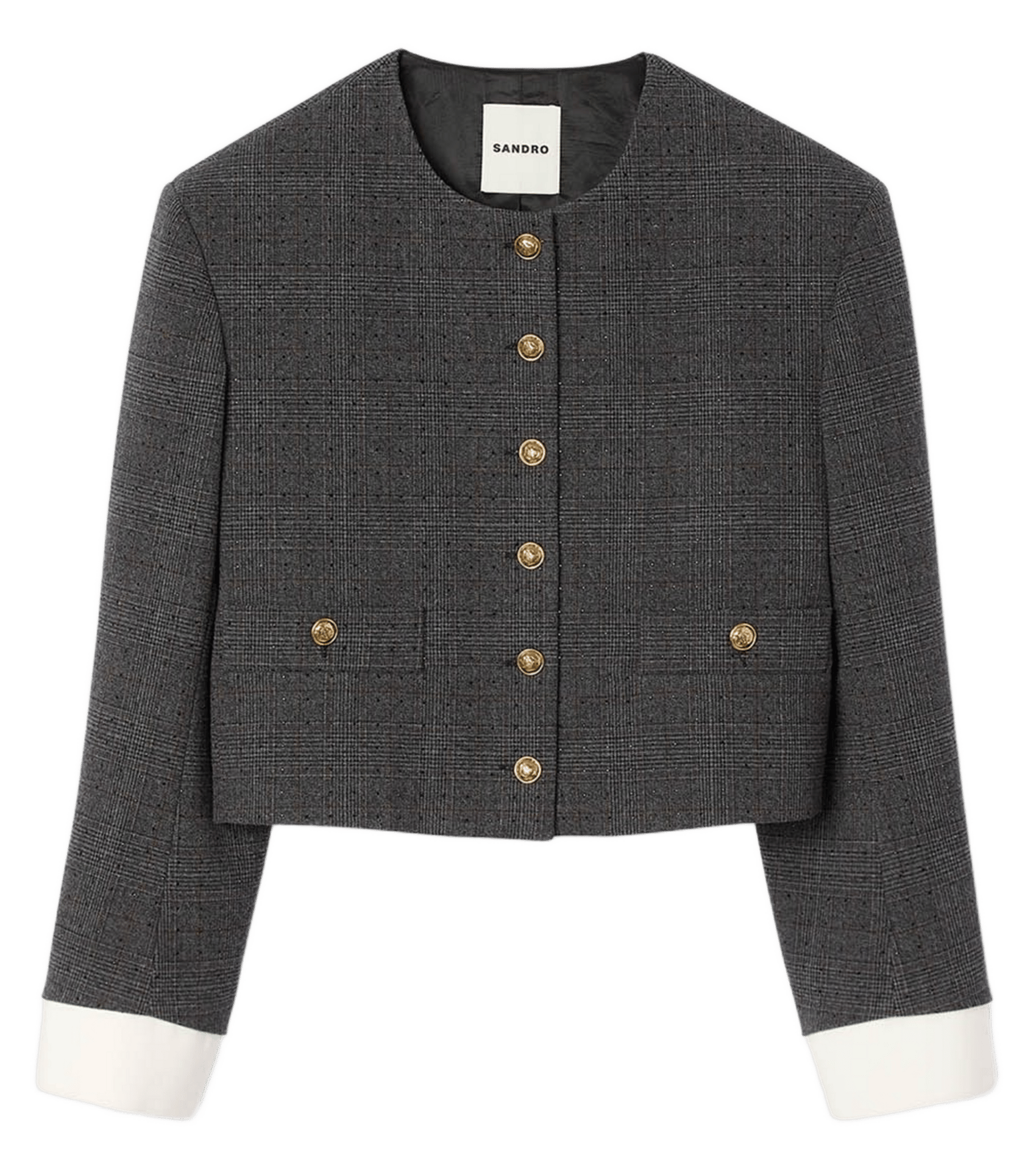 Veste tailleur droite imprimée SANDRO Gris