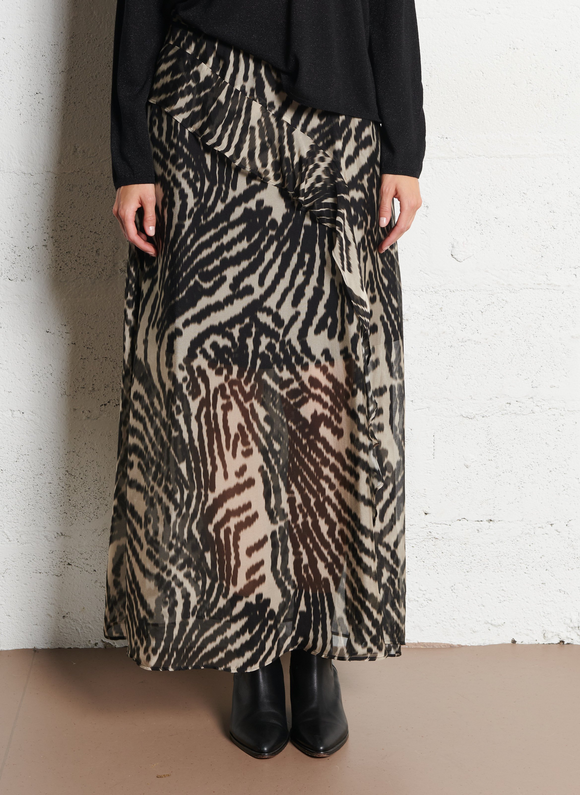 Jupe longue évasée IKKS Noir