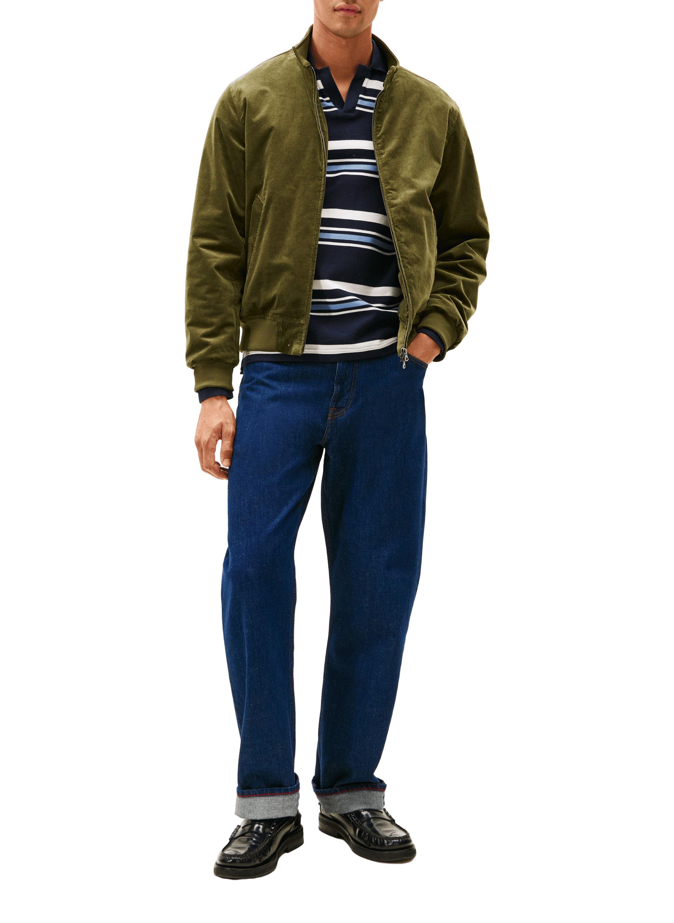 Ribbed velvet effect jacket in mixed cotton TOMMY HILFIGER Green