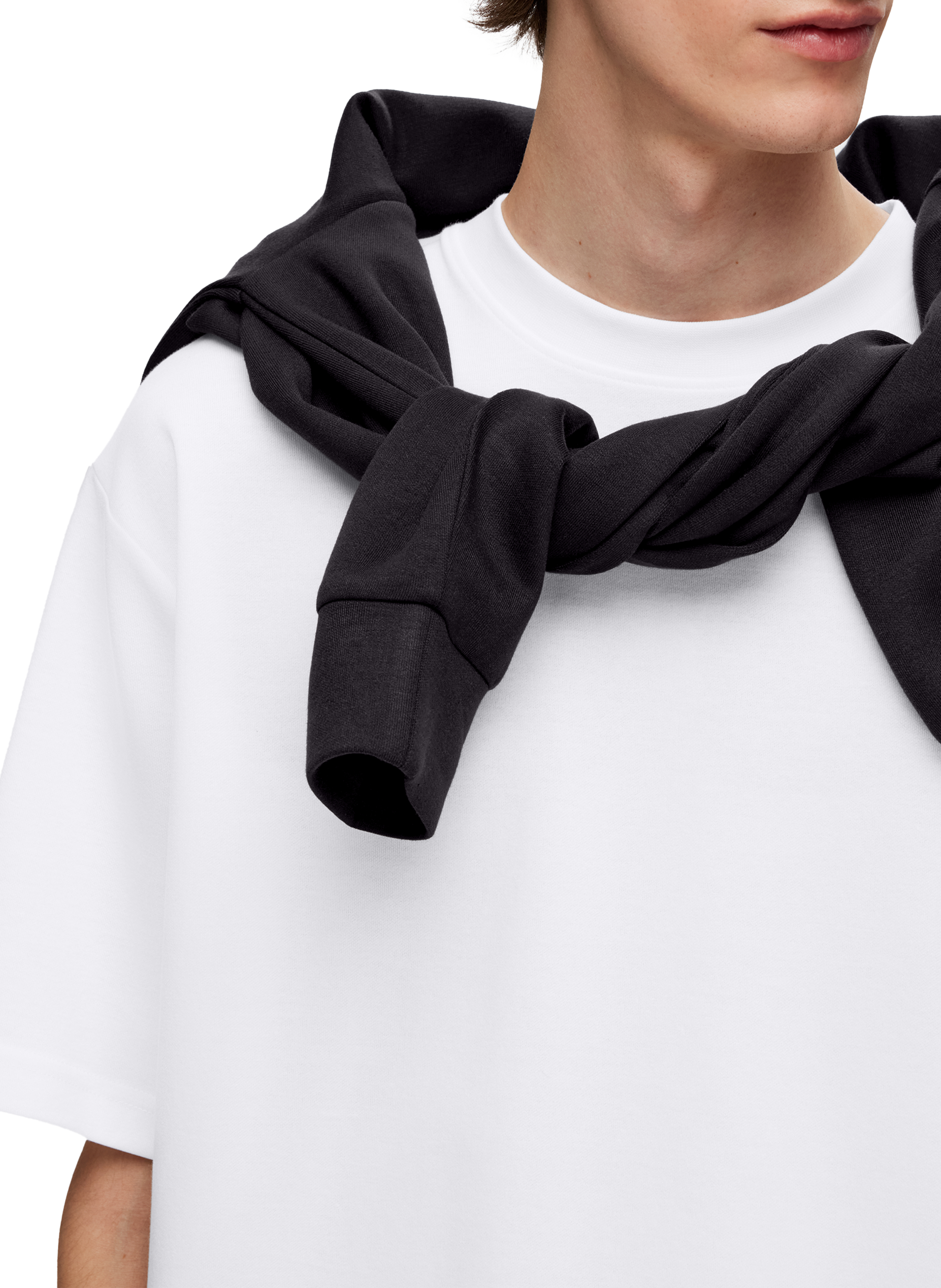 T-shirt uni en coton mélangé SELECTED Blanc