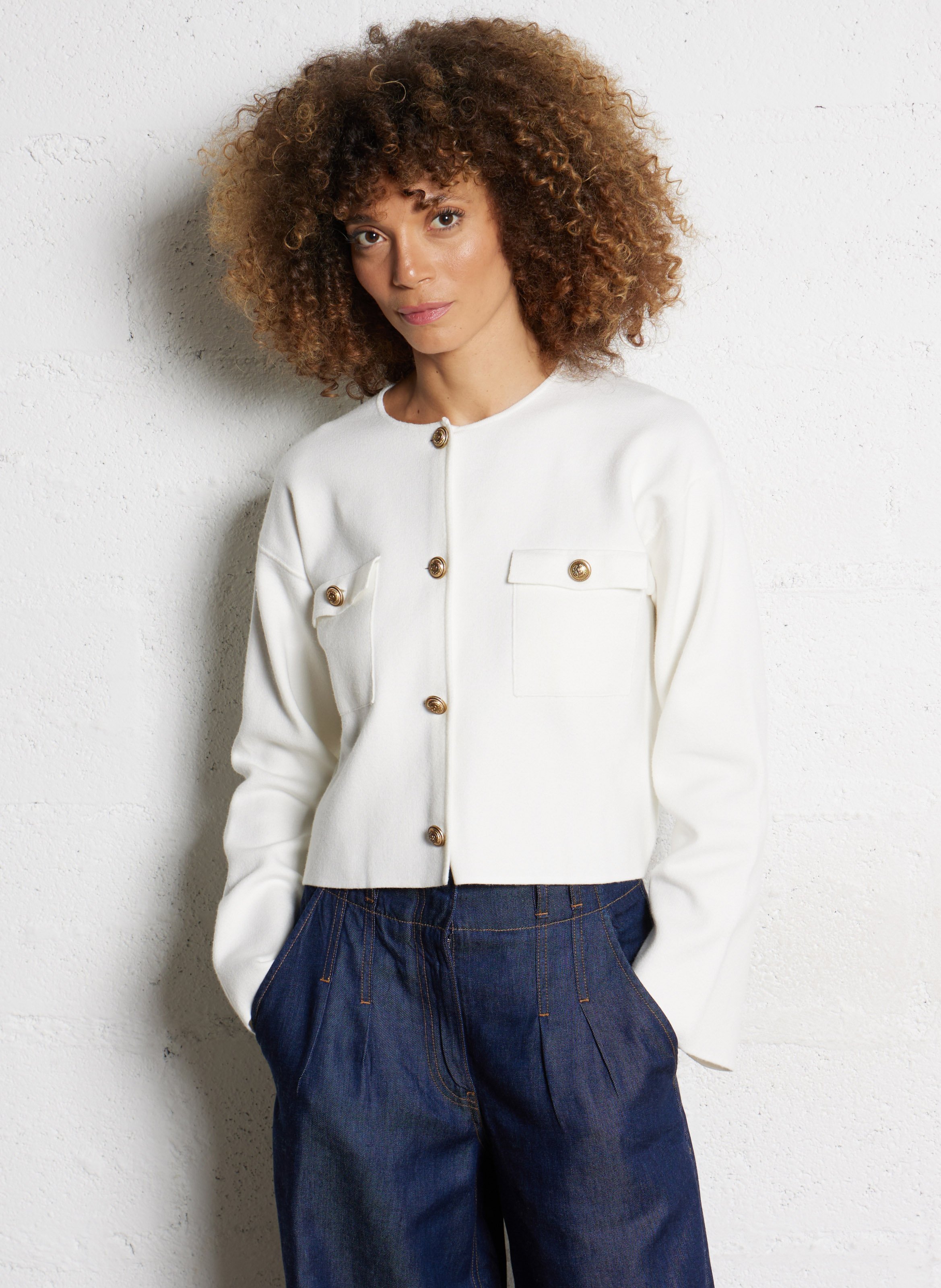 Cardigan oversize col rond IKKS Blanc