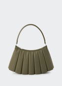 Sac moyen Lenglen plissé en cuir LENGLEN BAG Kaki