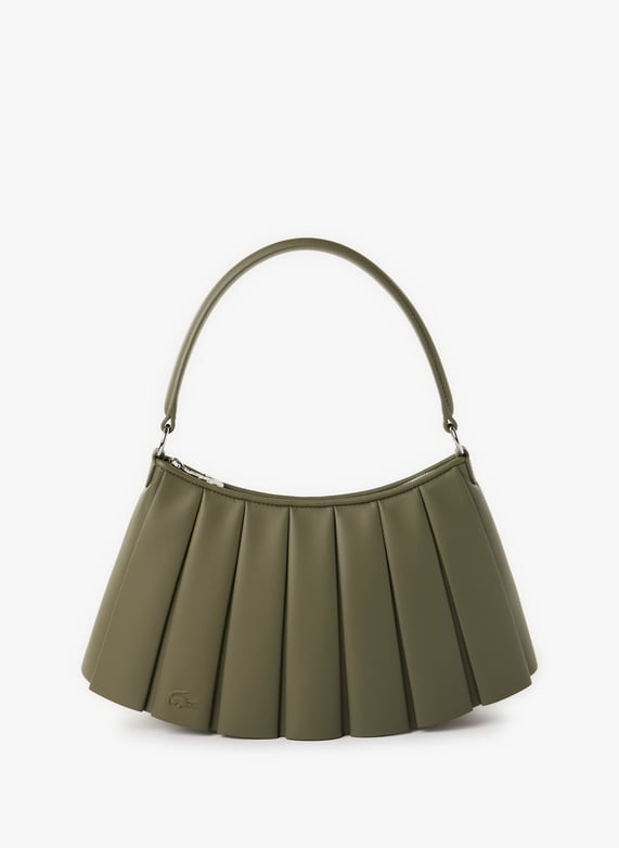 Sac moyen Lenglen plissé en cuir | Kaki by LACOSTE Sac moyen Lenglen plissé en cuir Kaki