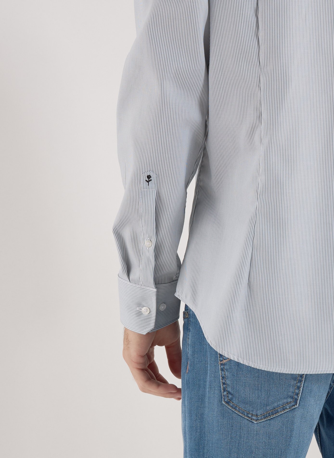 Slim striped cotton shirt SEIDENSTICKER Green