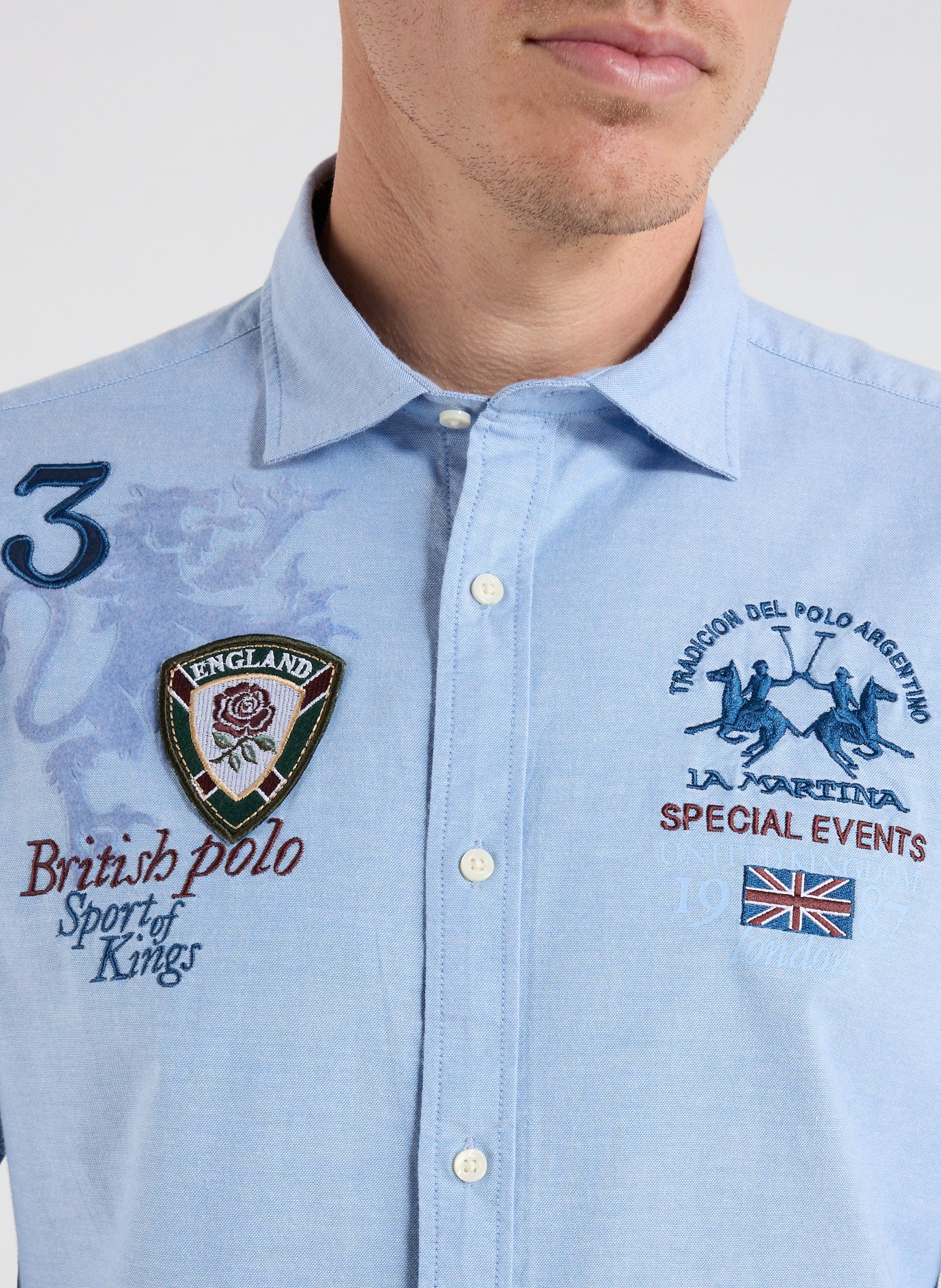 Chemise en coton brodé LA MARTINA Bleu